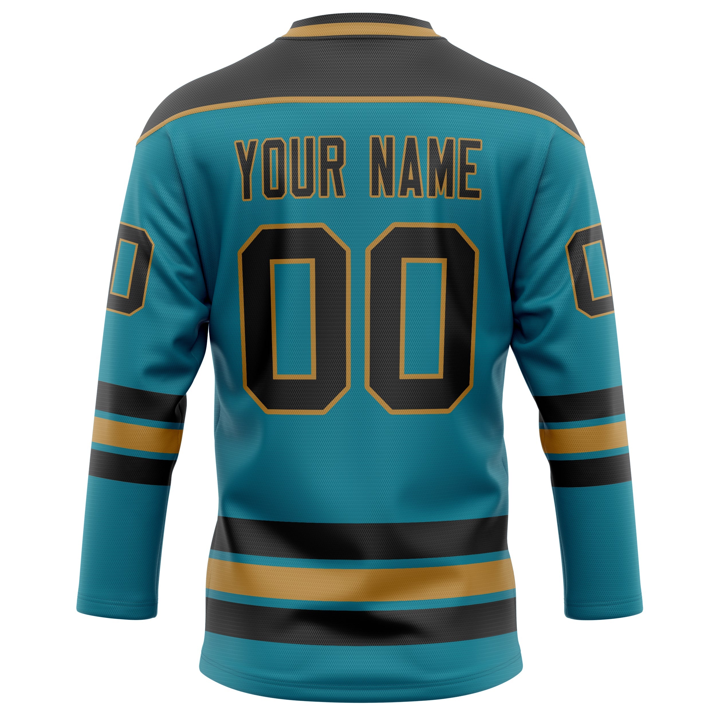 Custom Teal Black Solid Colour Hockey Jersey