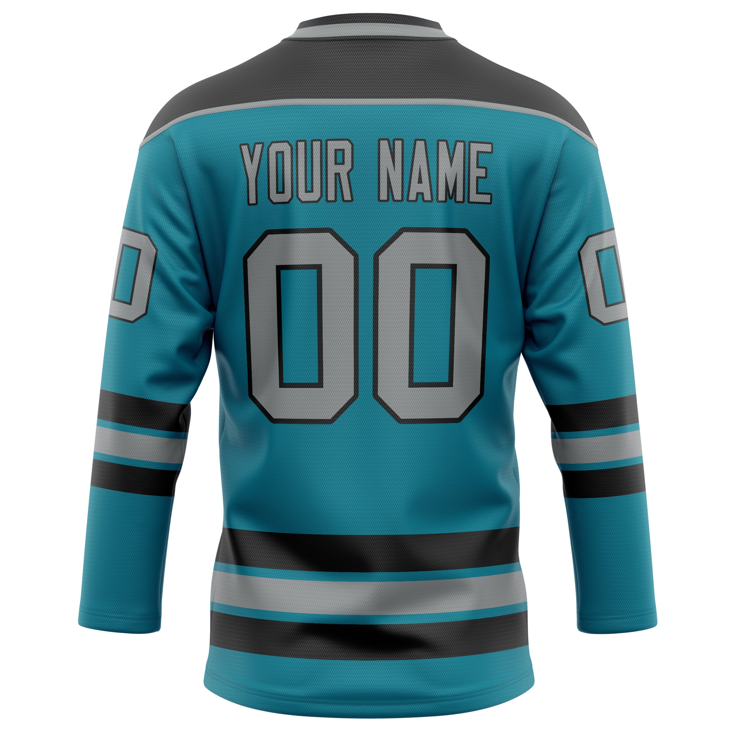 Custom Teal Gray Solid Colour Hockey Jersey