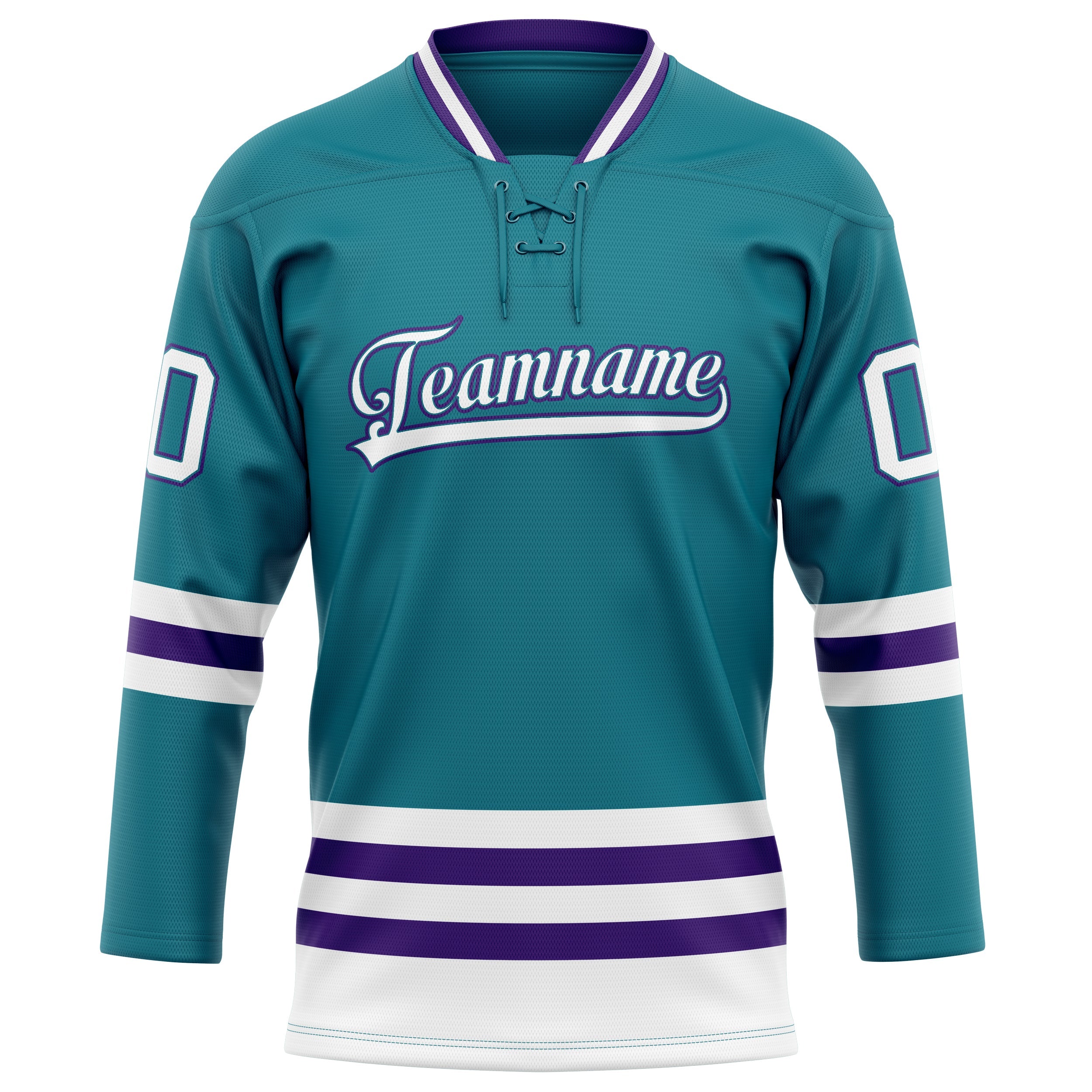Custom Teal Purple Solid Colour Hockey Jersey