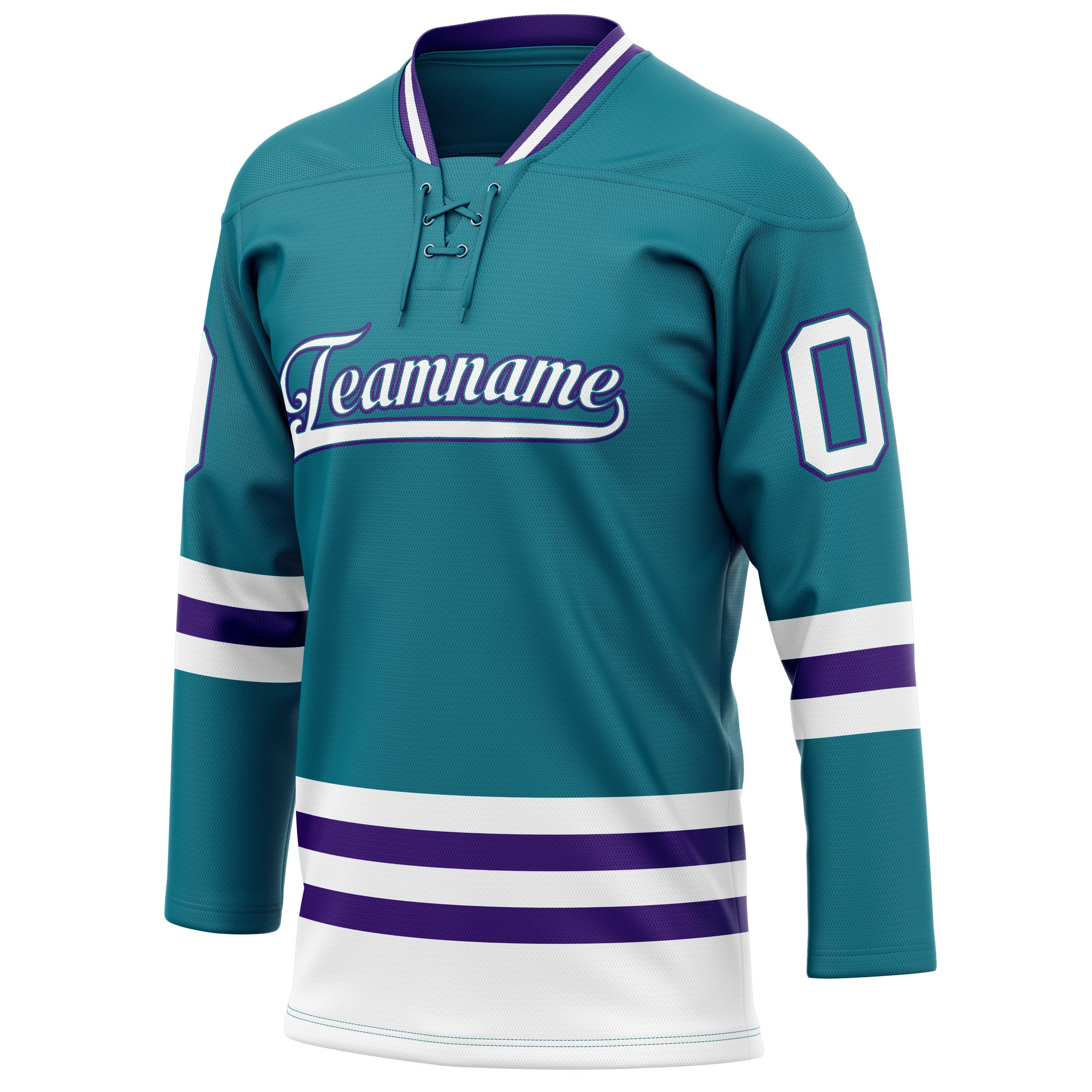 Custom Teal Purple Solid Colour Hockey Jersey