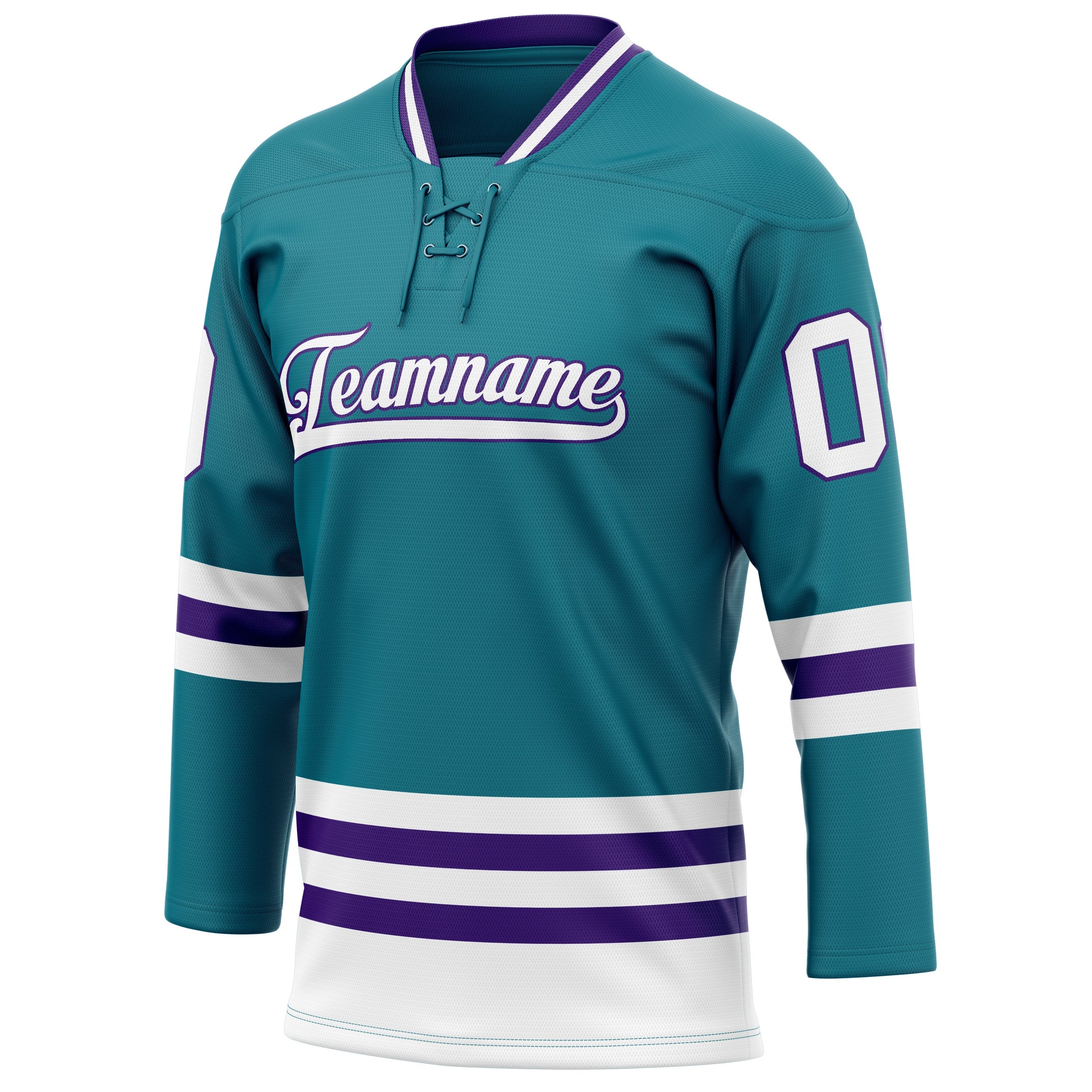 Custom Teal Purple Solid Colour Hockey Jersey