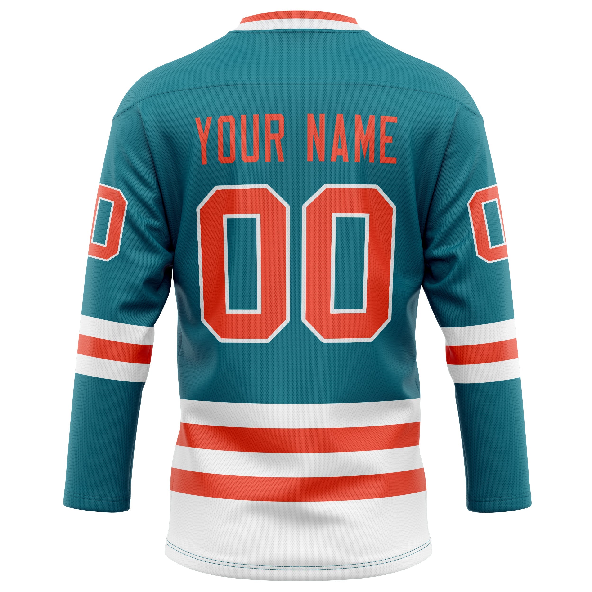 Custom Teal Orange Solid Colour Hockey Jersey