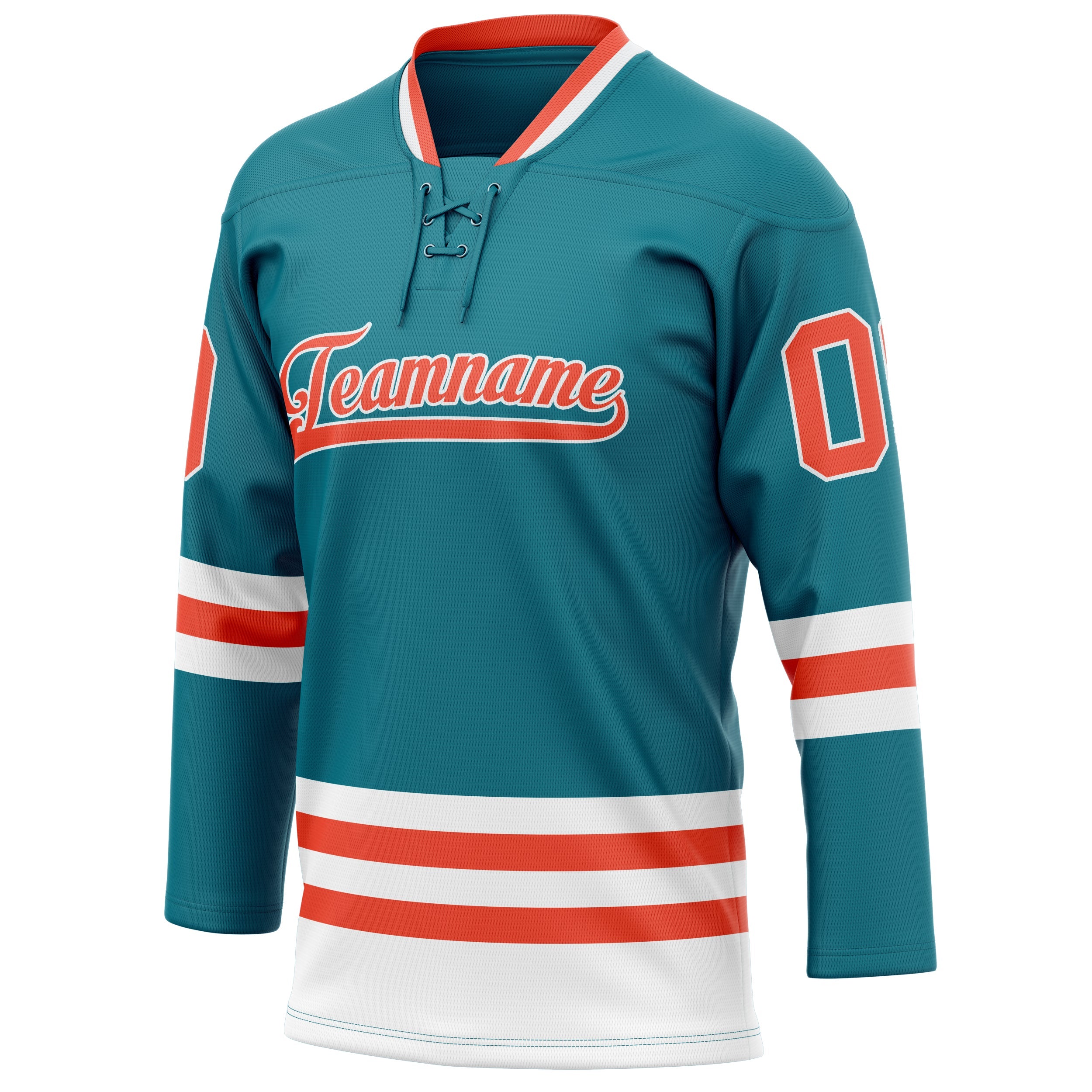 Custom Teal Orange Solid Colour Hockey Jersey