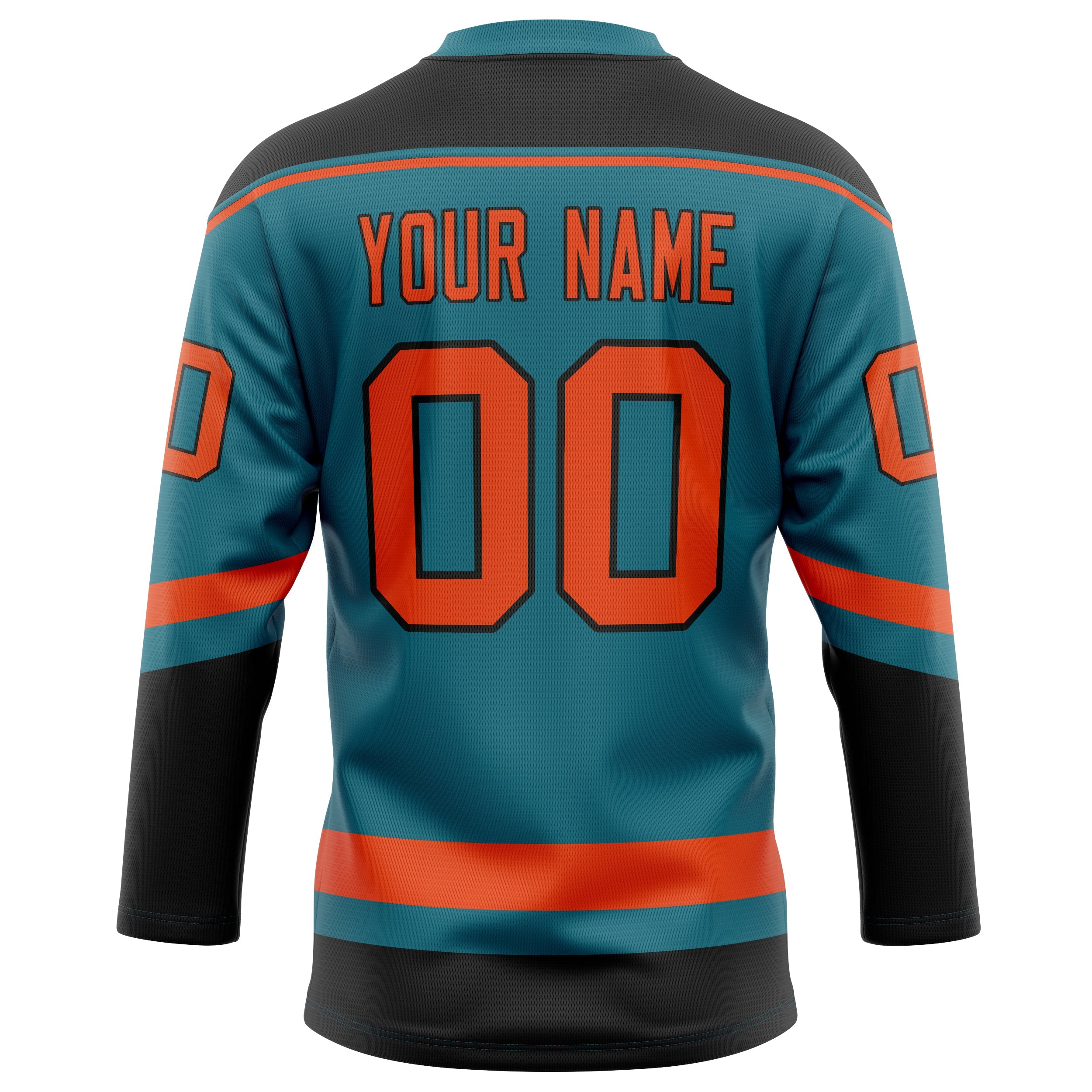 Custom Teal Orange Solid Colour Hockey Jersey