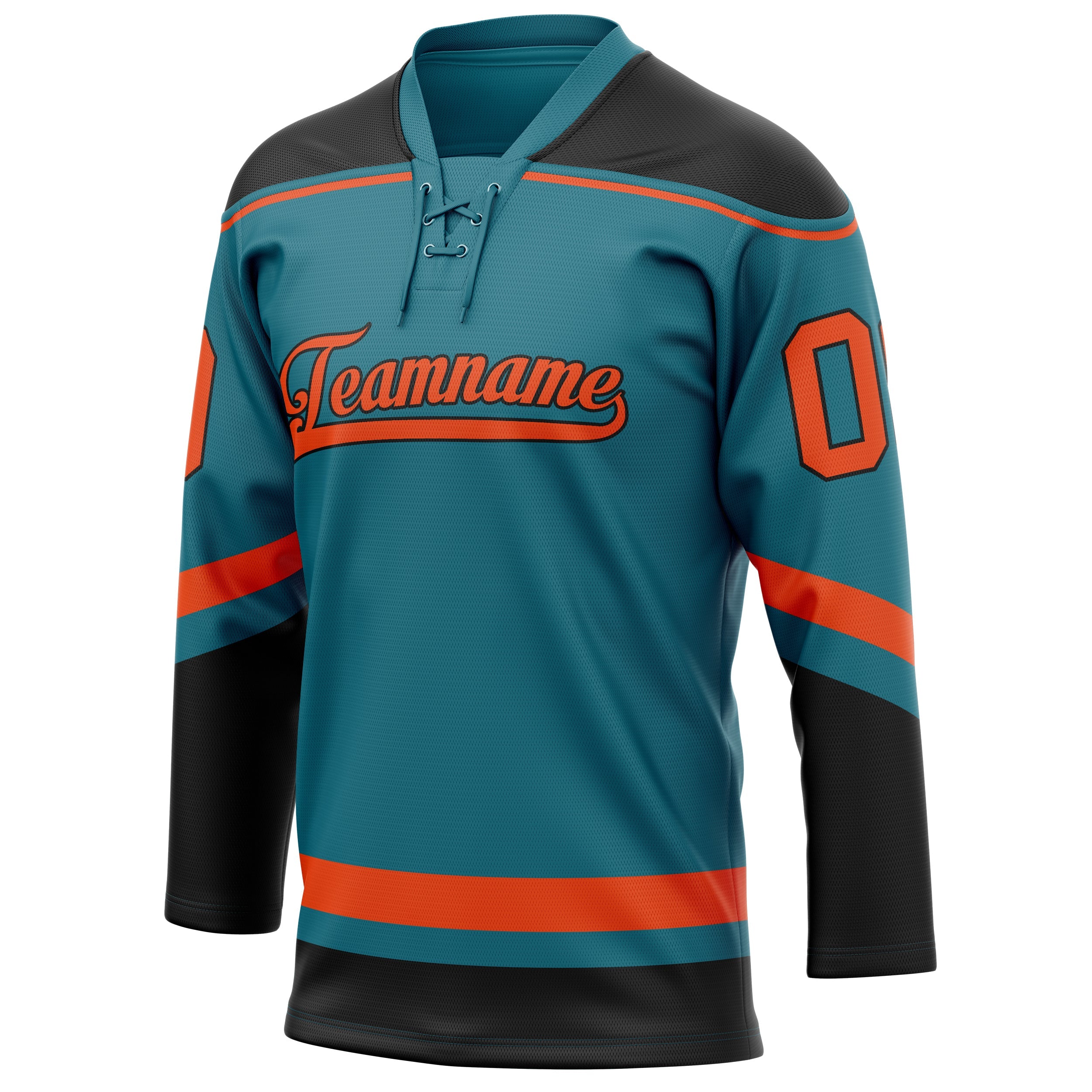 Custom Teal Orange Solid Colour Hockey Jersey