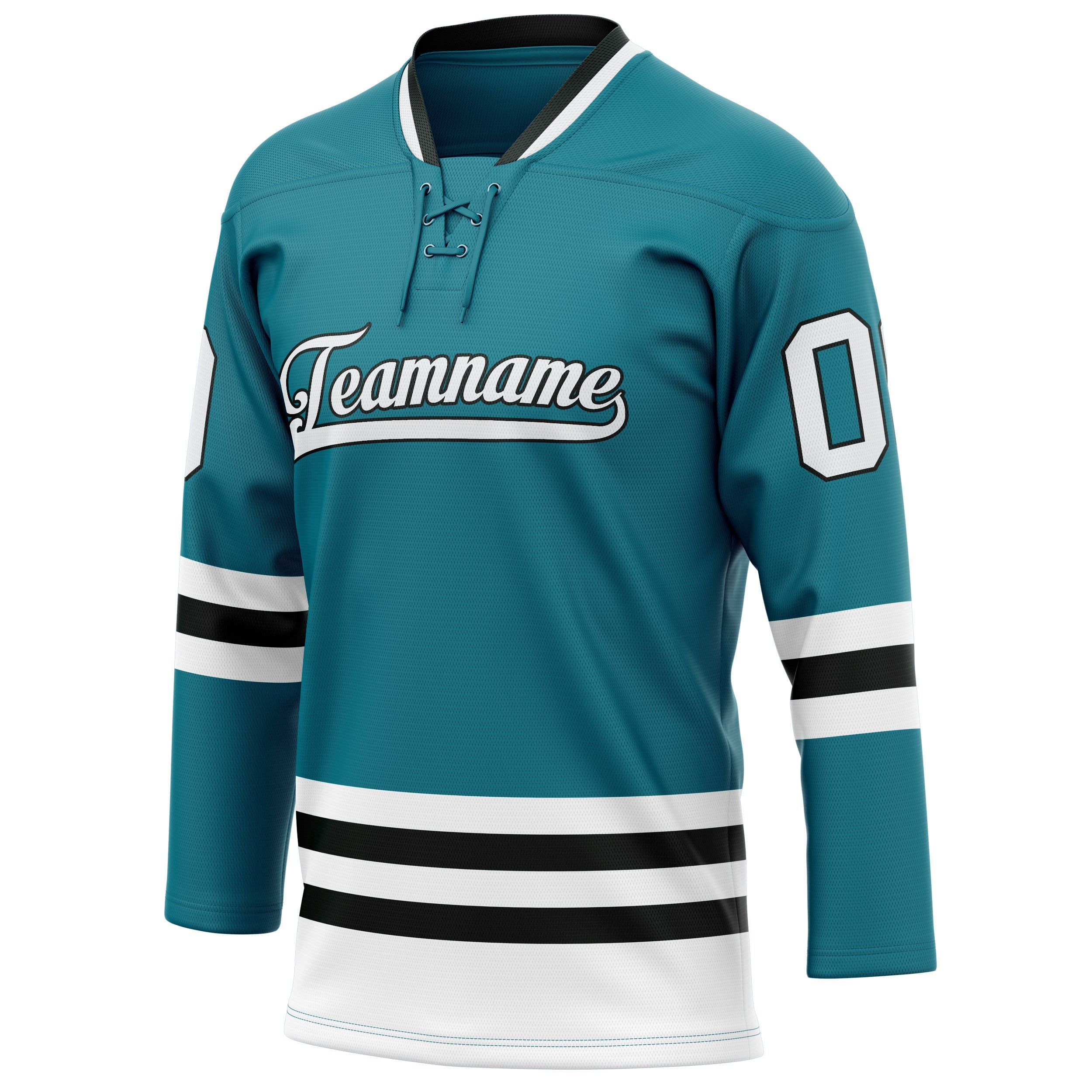 Custom Teal White Solid Colour Hockey Jersey