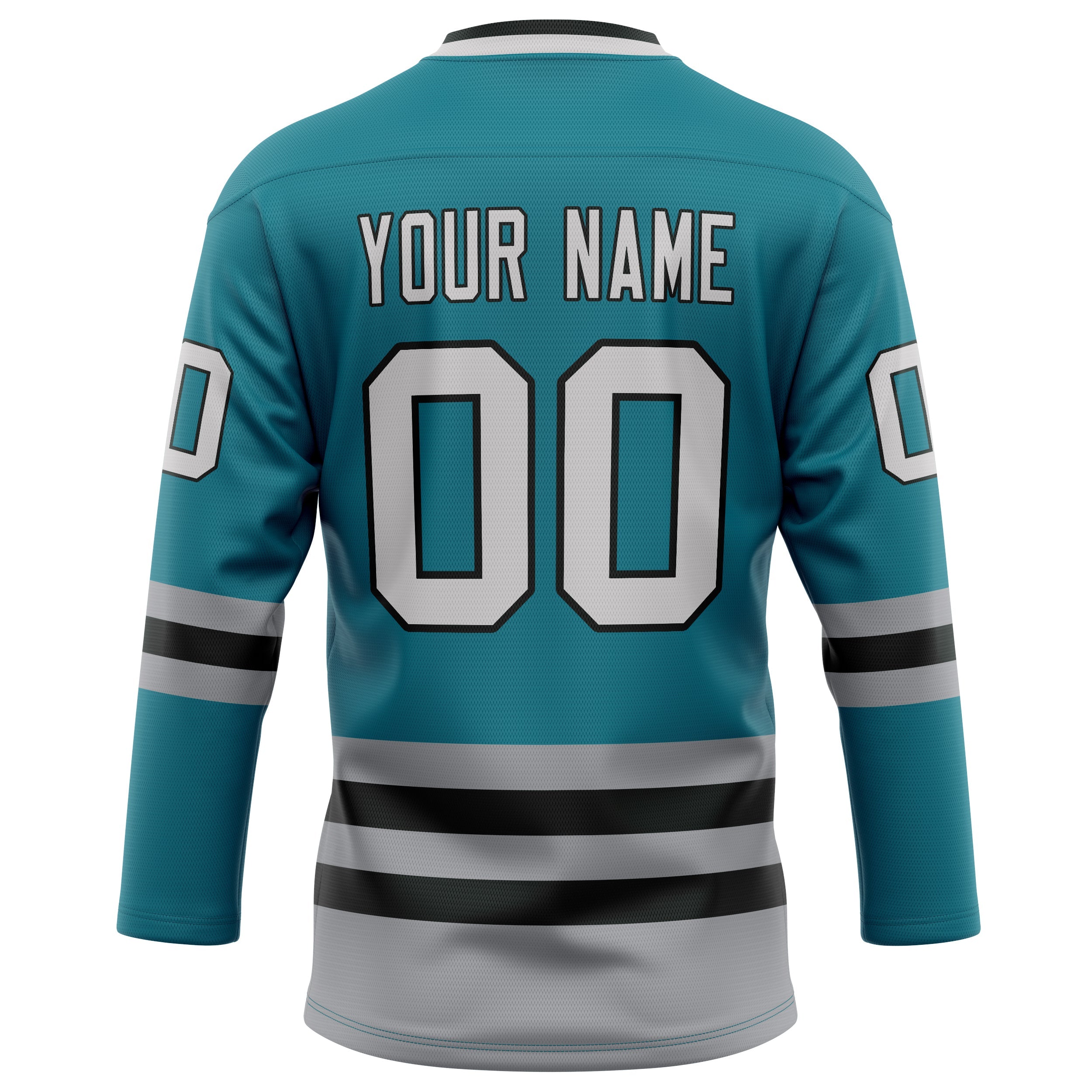 Custom Teal Gray Solid Colour Hockey Jersey