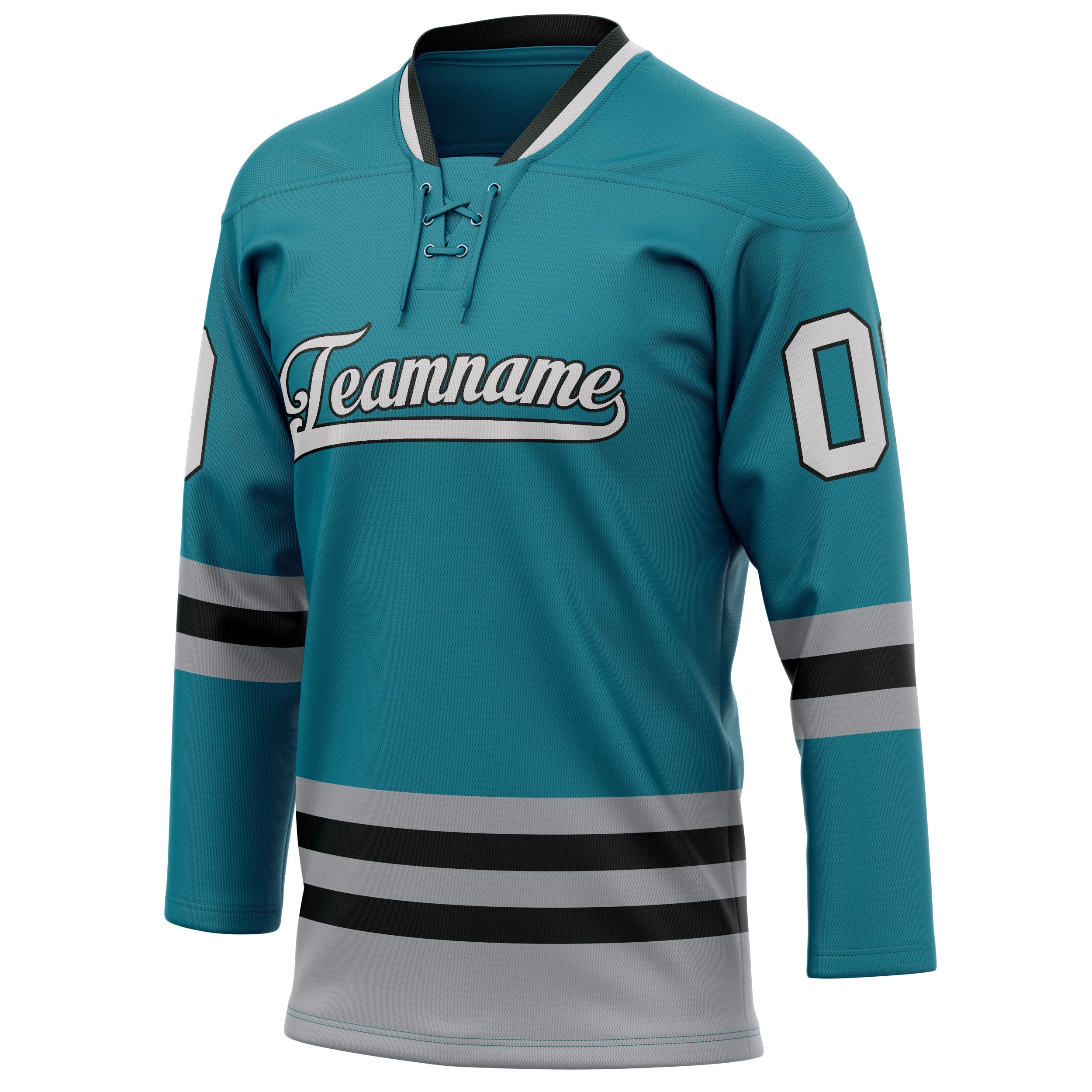Custom Teal Gray Solid Colour Hockey Jersey