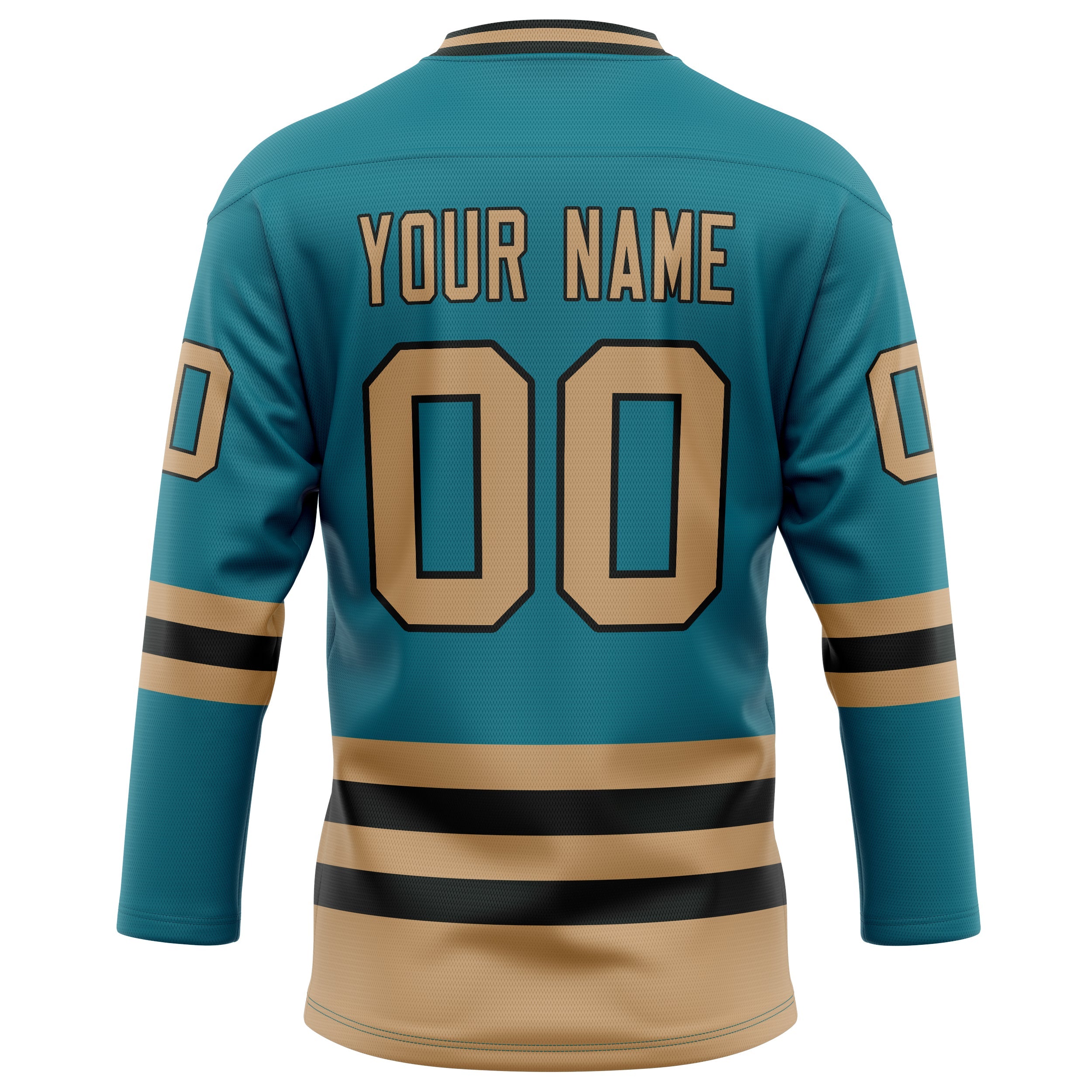 Custom Teal Old Gold Solid Colour Hockey Jersey