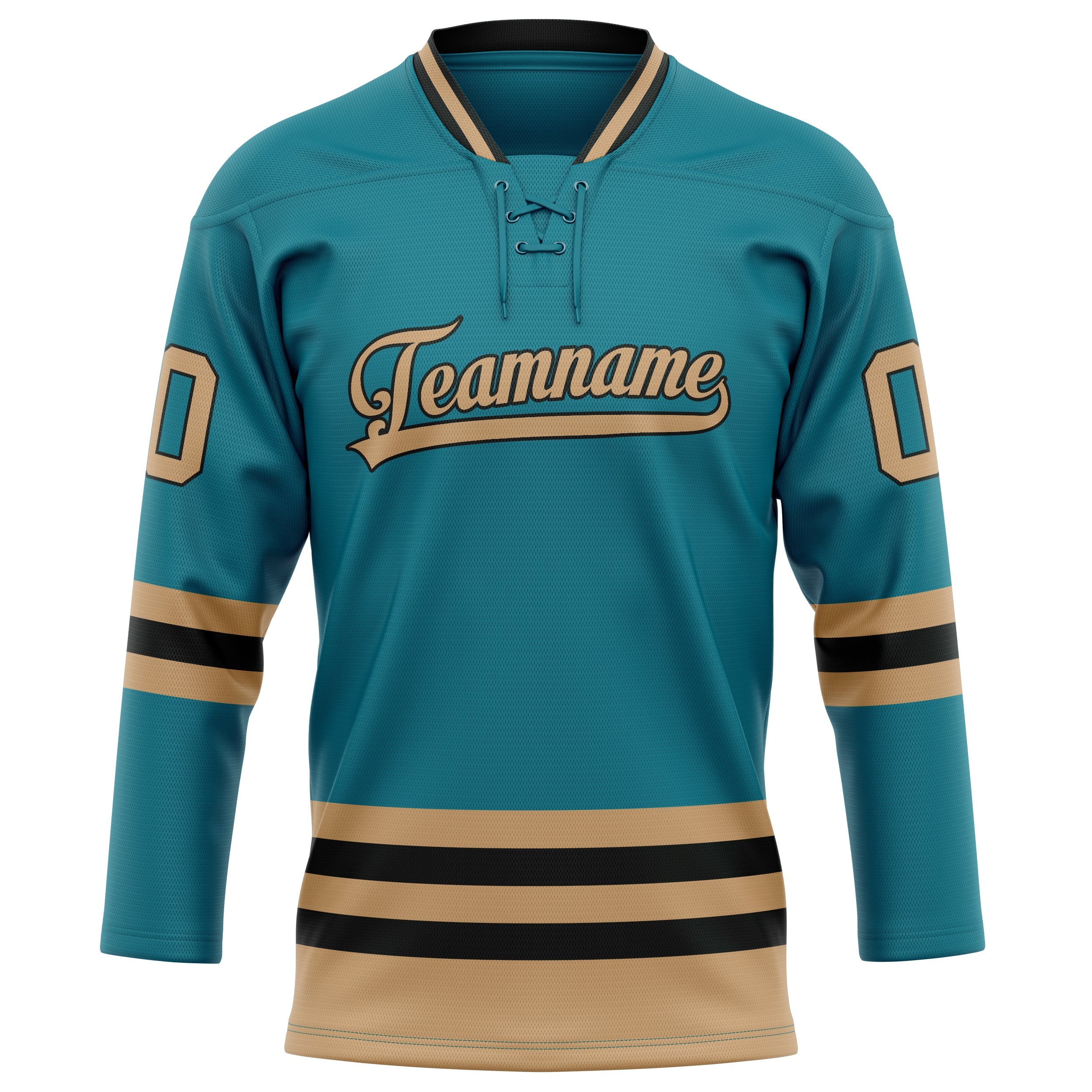 Custom Teal Old Gold Solid Colour Hockey Jersey
