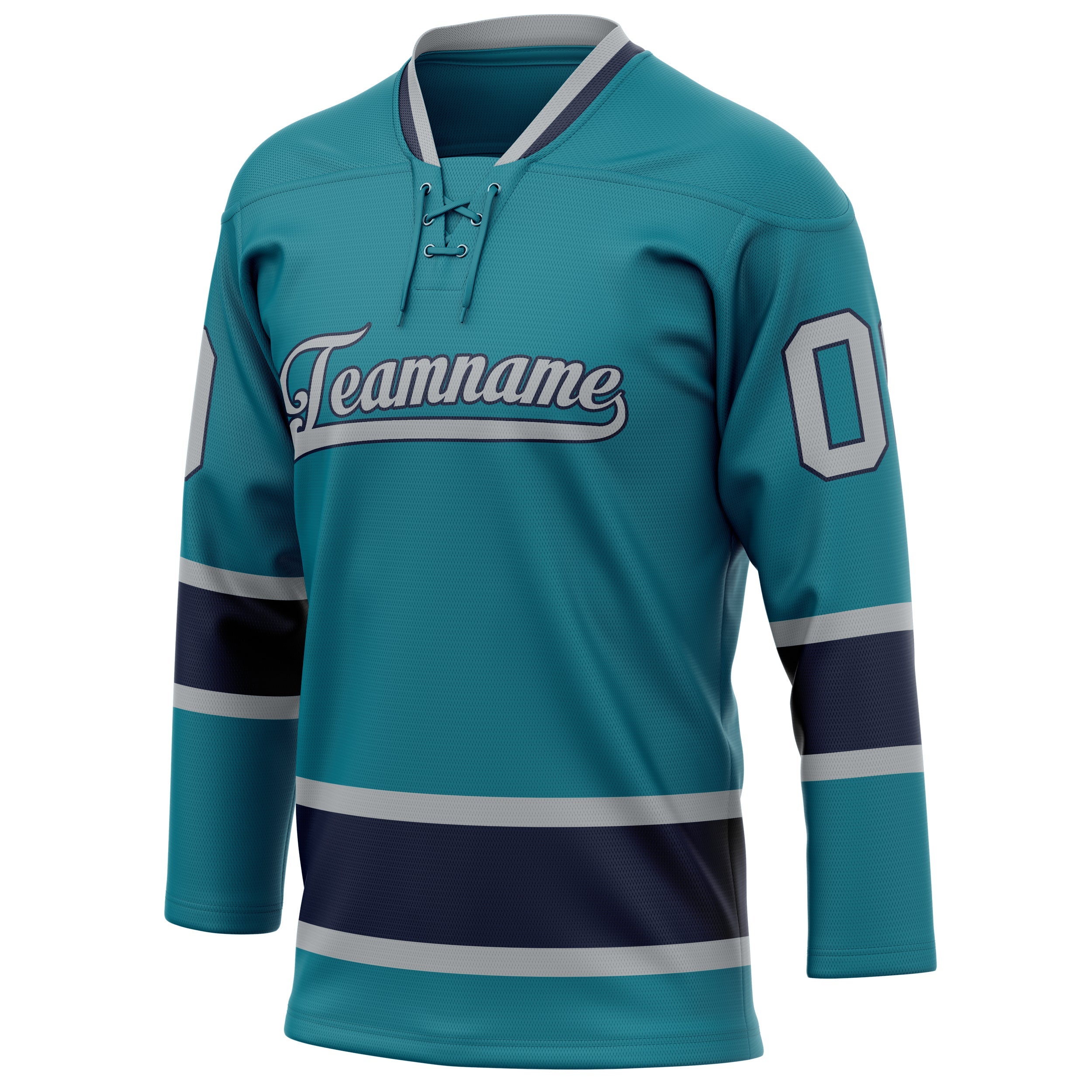 Custom Teal Gray Solid Colour Hockey Jersey