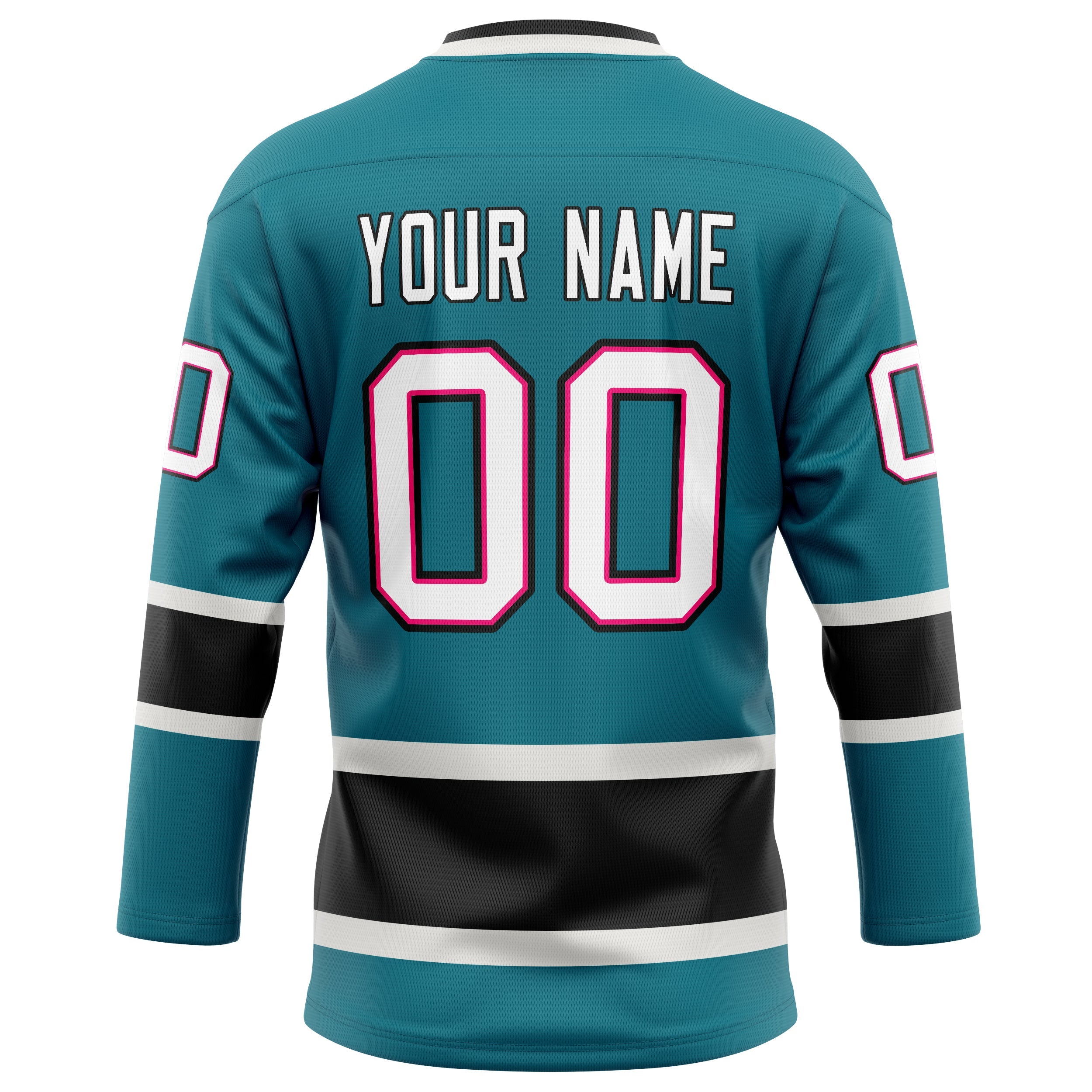 Custom Teal White Solid Colour Hockey Jersey