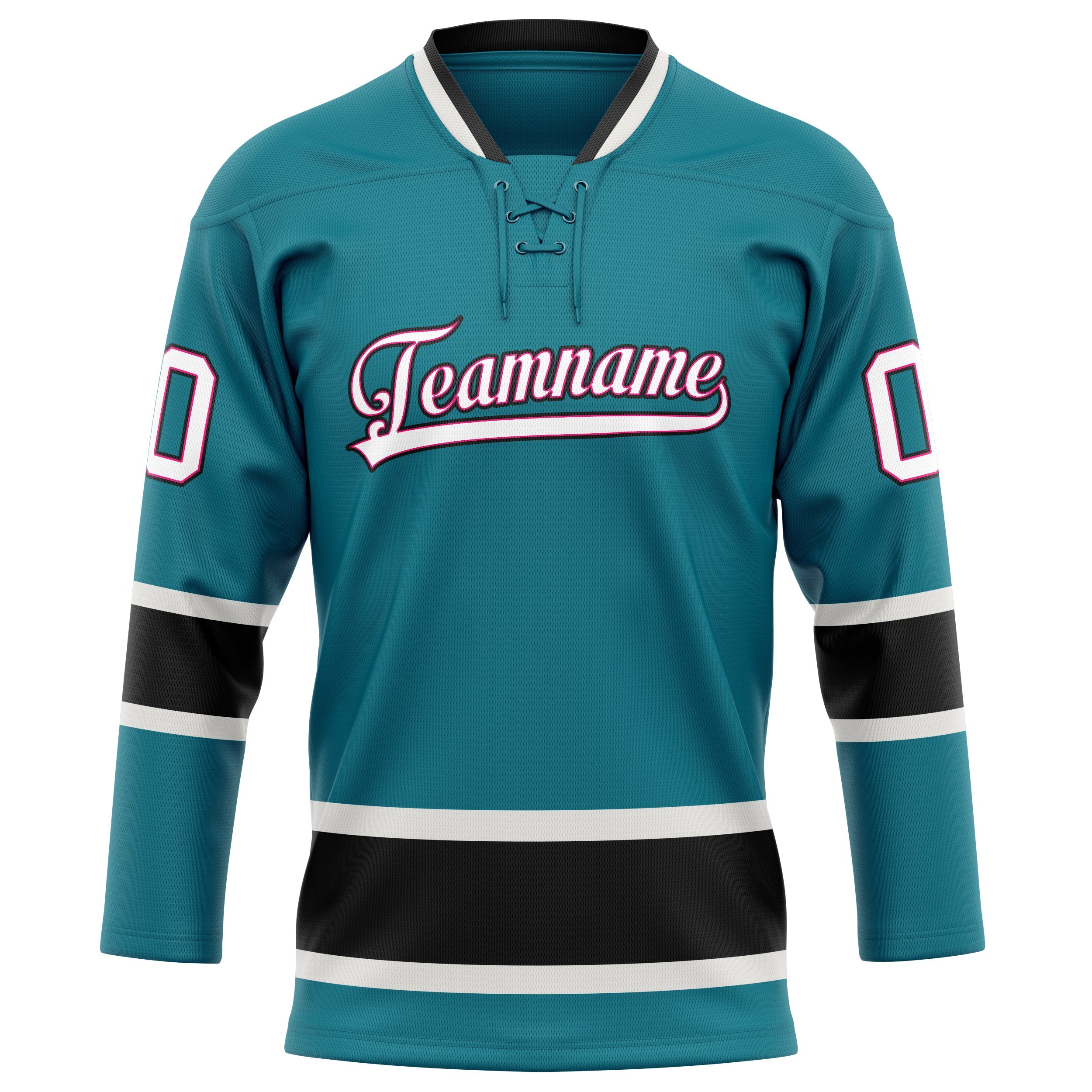 Custom Teal White Solid Colour Hockey Jersey