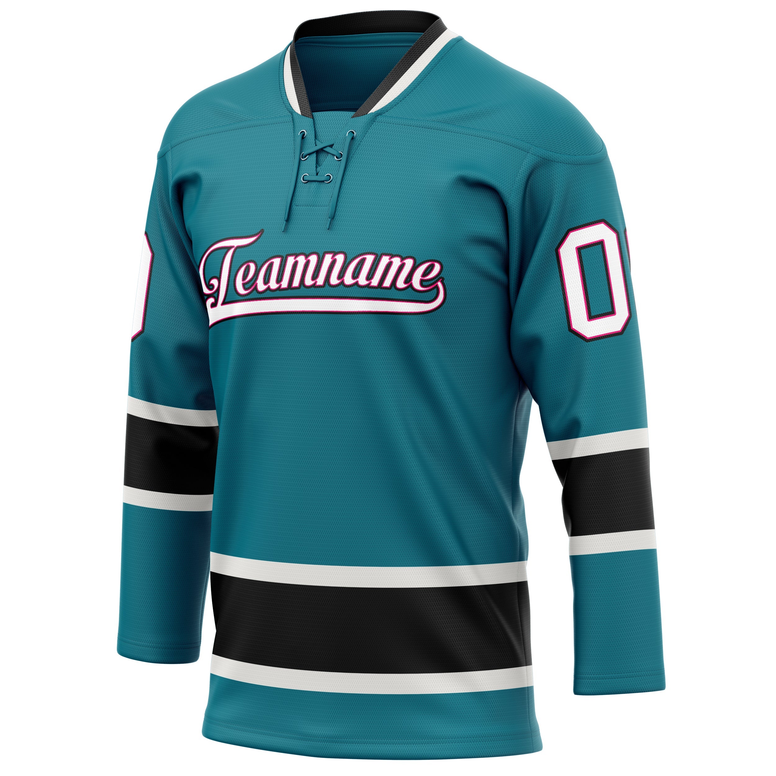 Custom Teal White Solid Colour Hockey Jersey