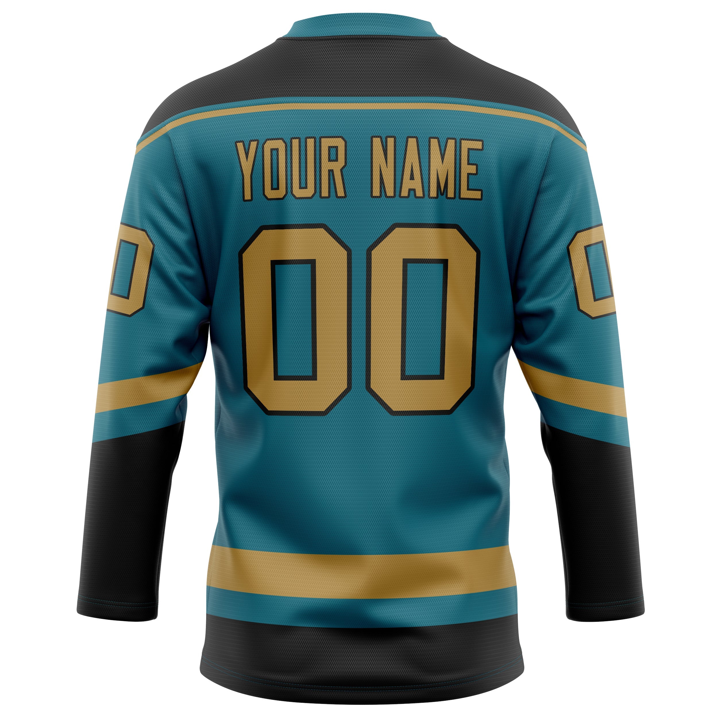 Custom Teal Old Gold Solid Colour Hockey Jersey