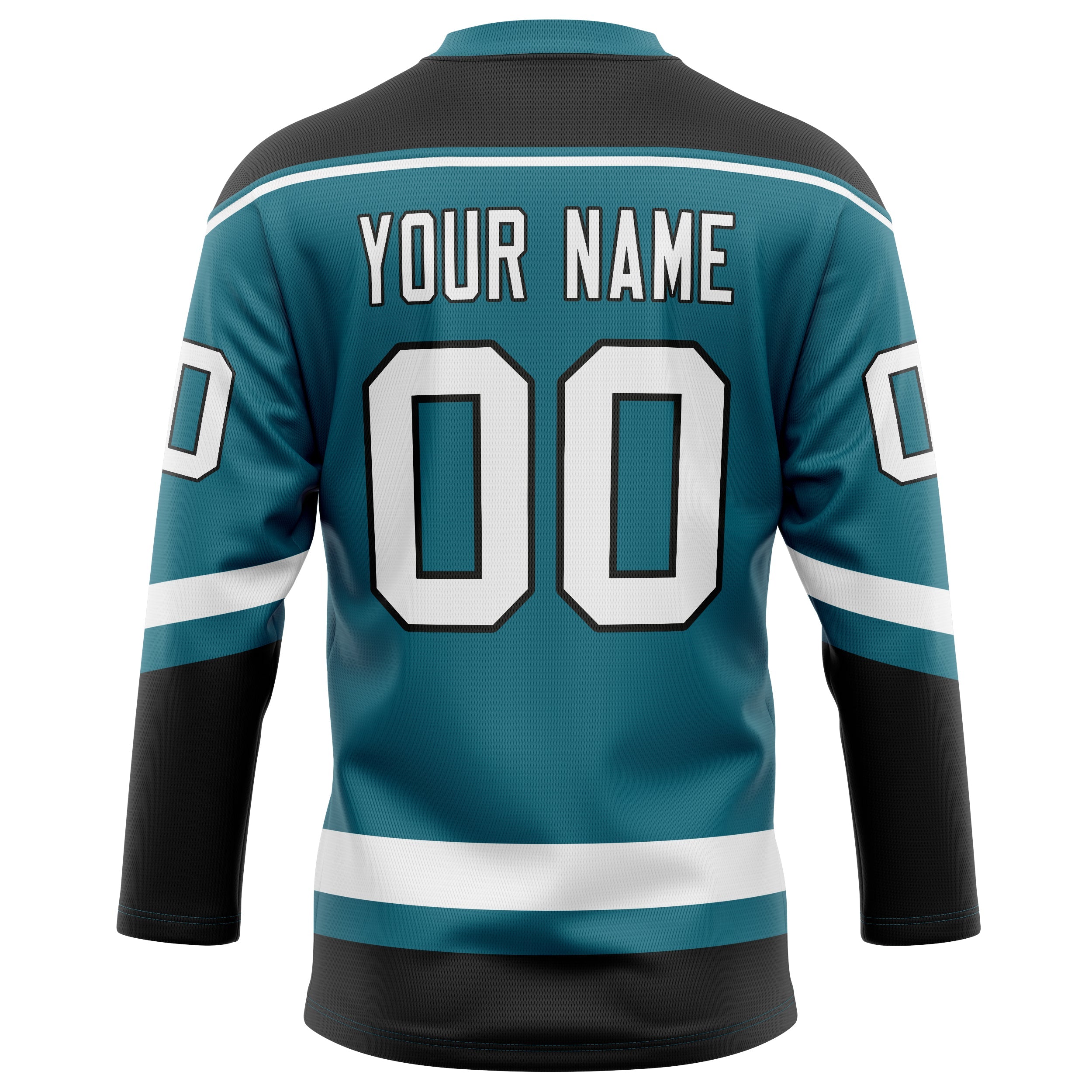 Custom Teal Black Solid Colour Hockey Jersey