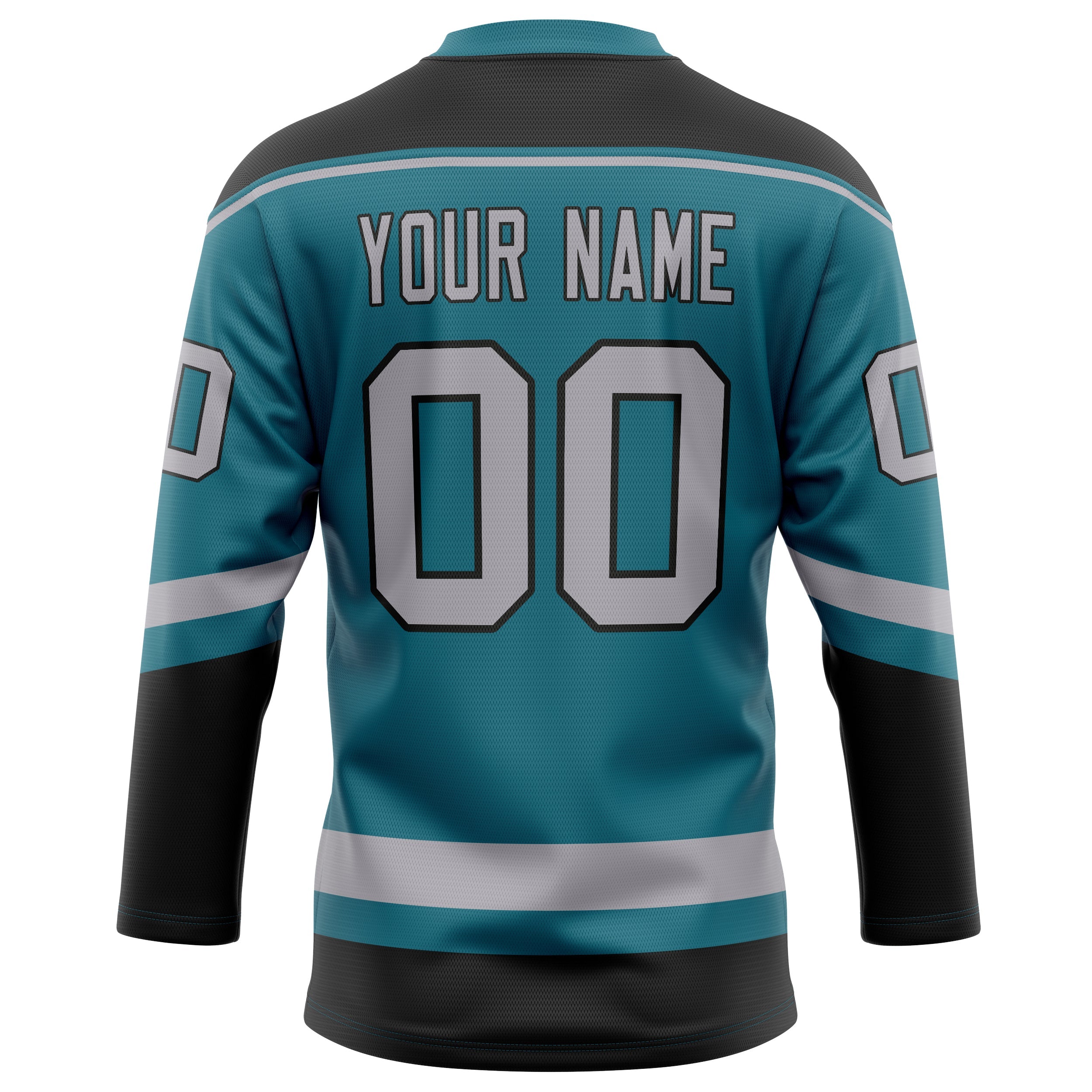 Custom Teal Black Solid Colour Hockey Jersey