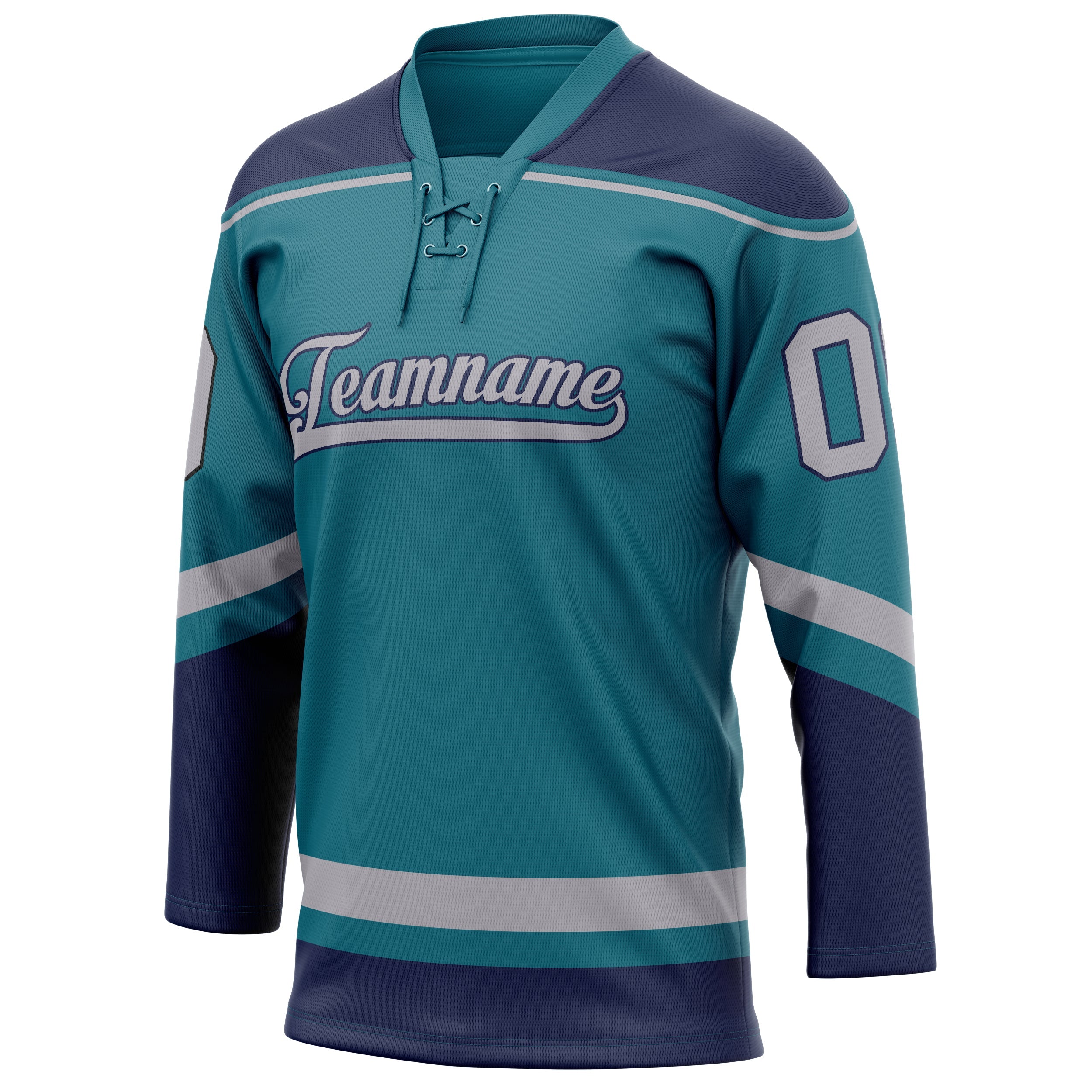 Custom Teal Navy Solid Colour Hockey Jersey