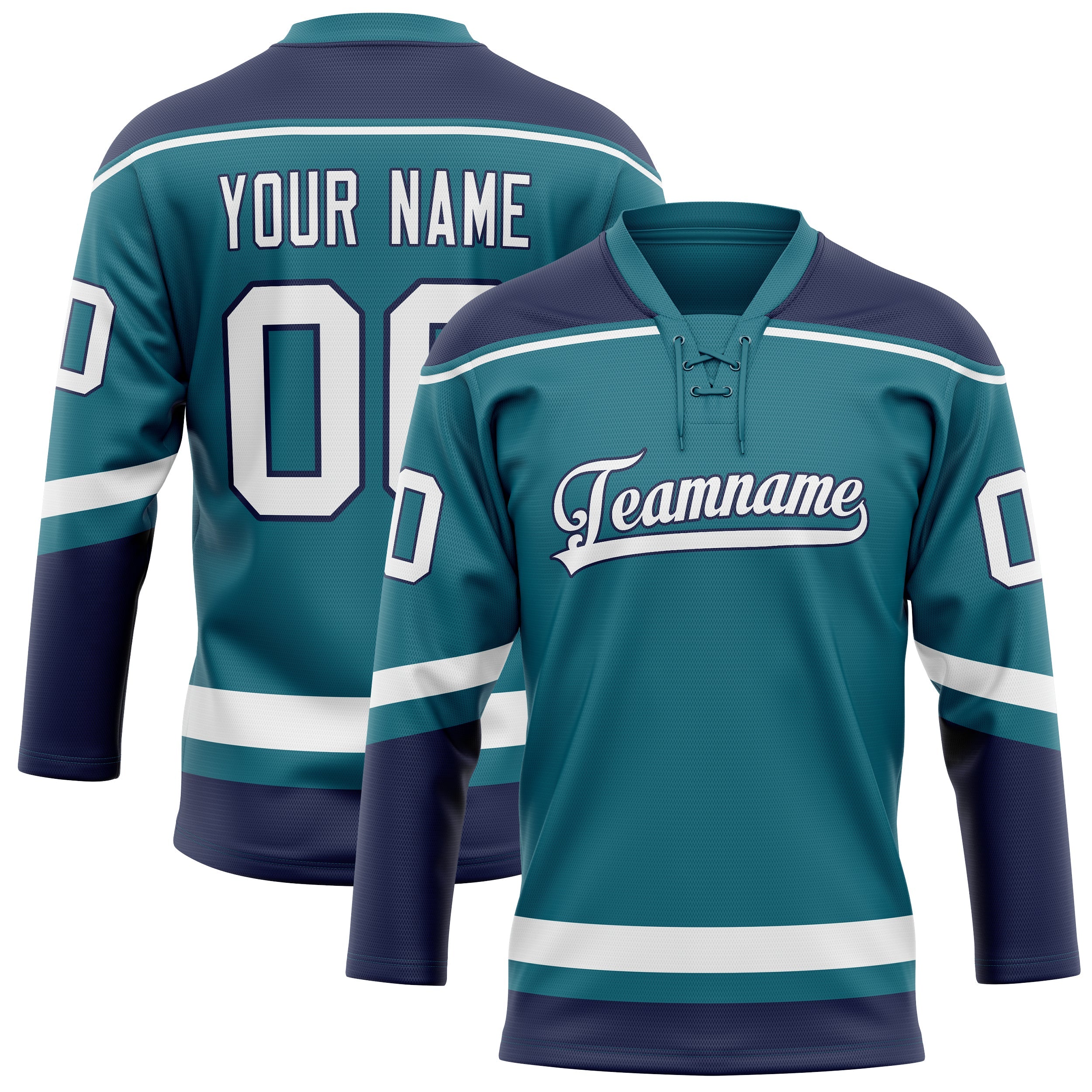 Custom Teal Navy Solid Colour Hockey Jersey