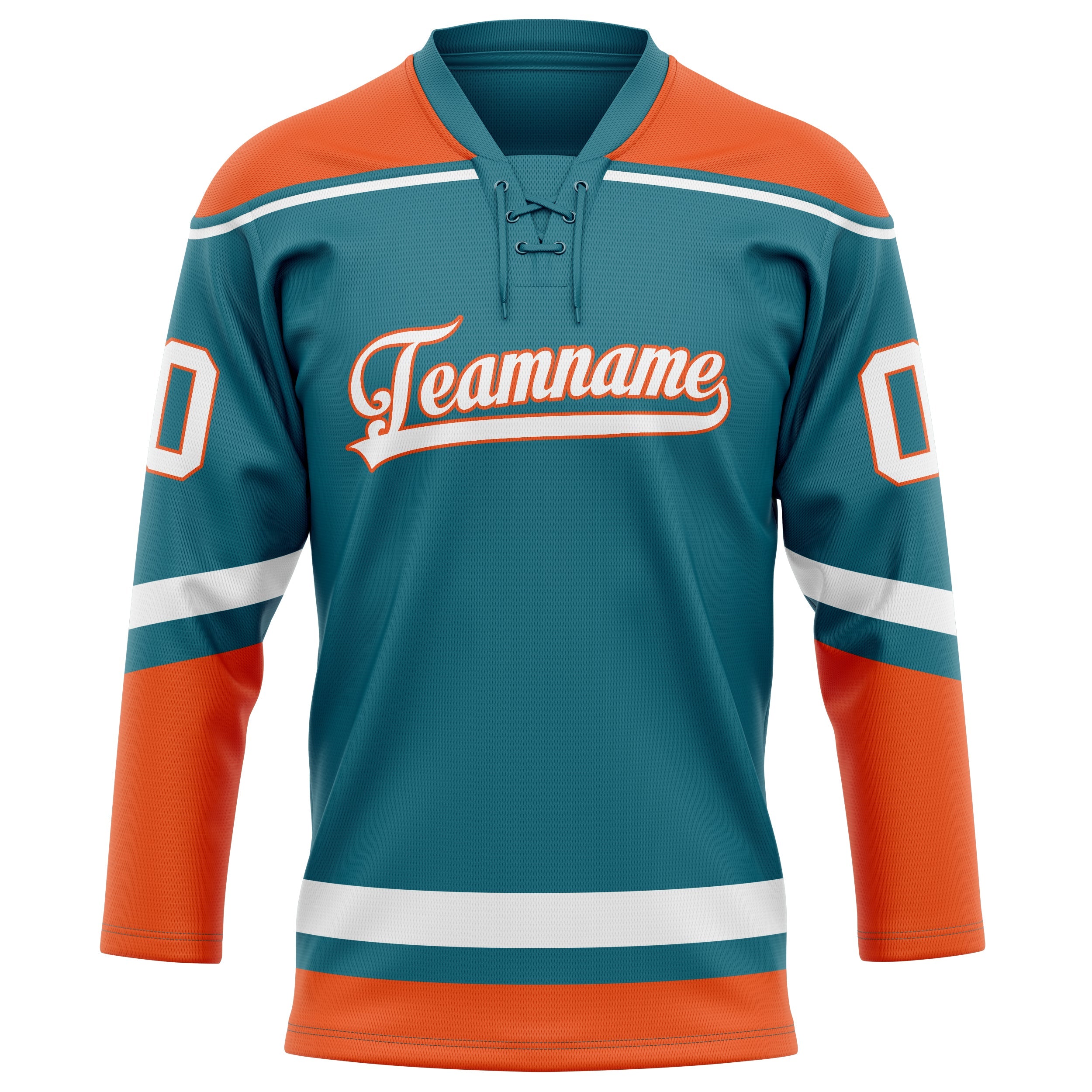 Custom Teal Orange Solid Colour Hockey Jersey