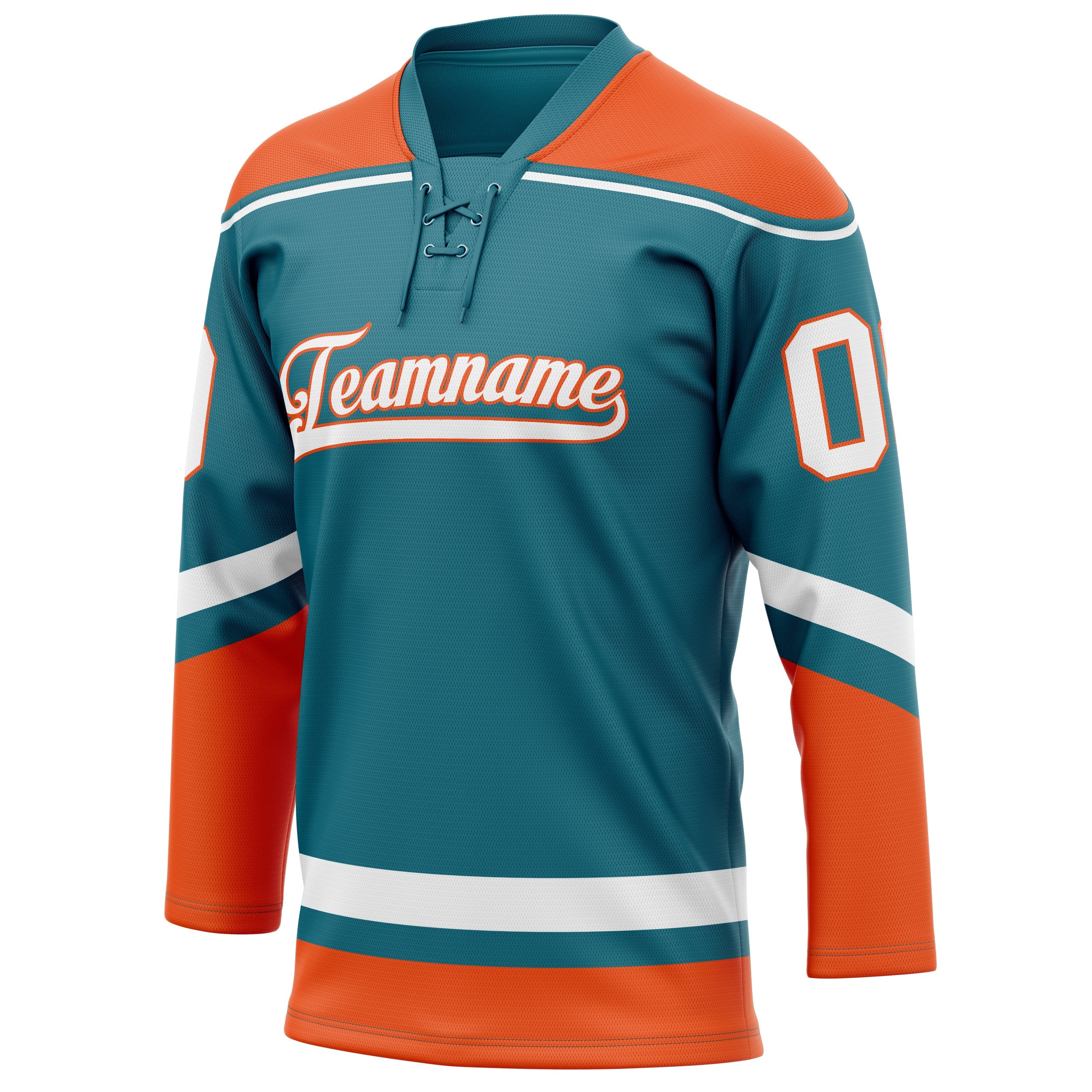 Custom Teal Orange Solid Colour Hockey Jersey