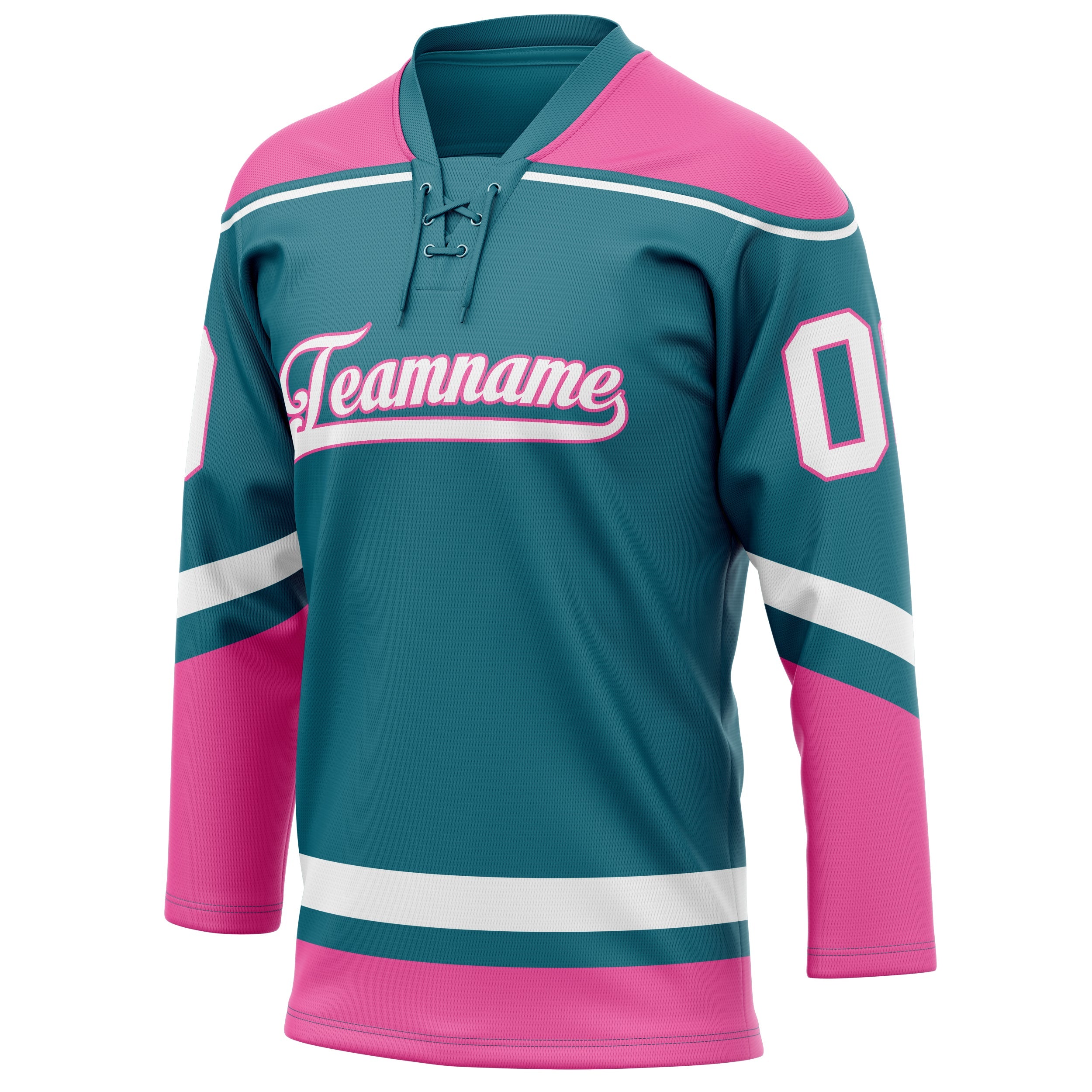 Custom Teal Pink Solid Colour Hockey Jersey