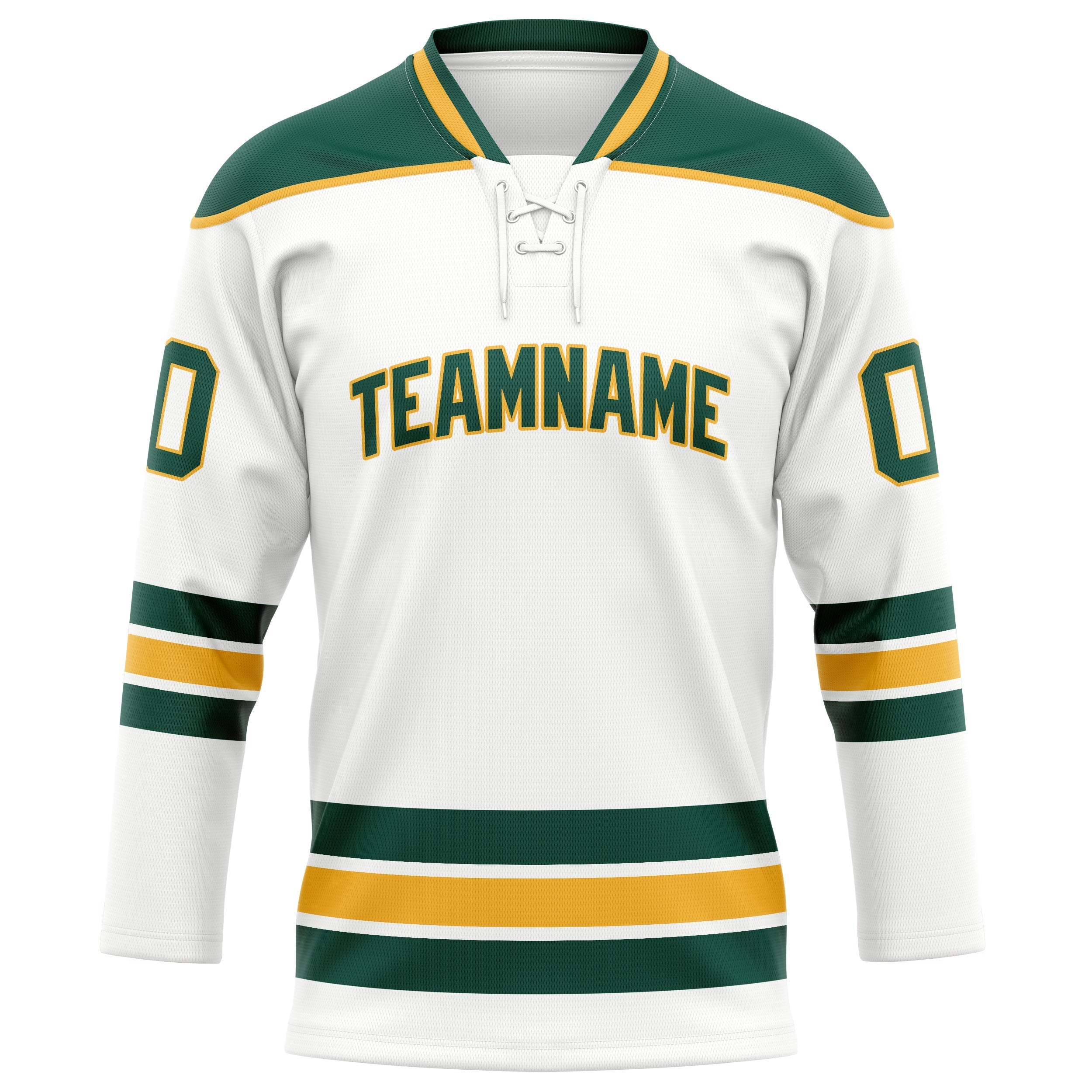 Custom White Kelly Green Solid Colour Hockey Jersey