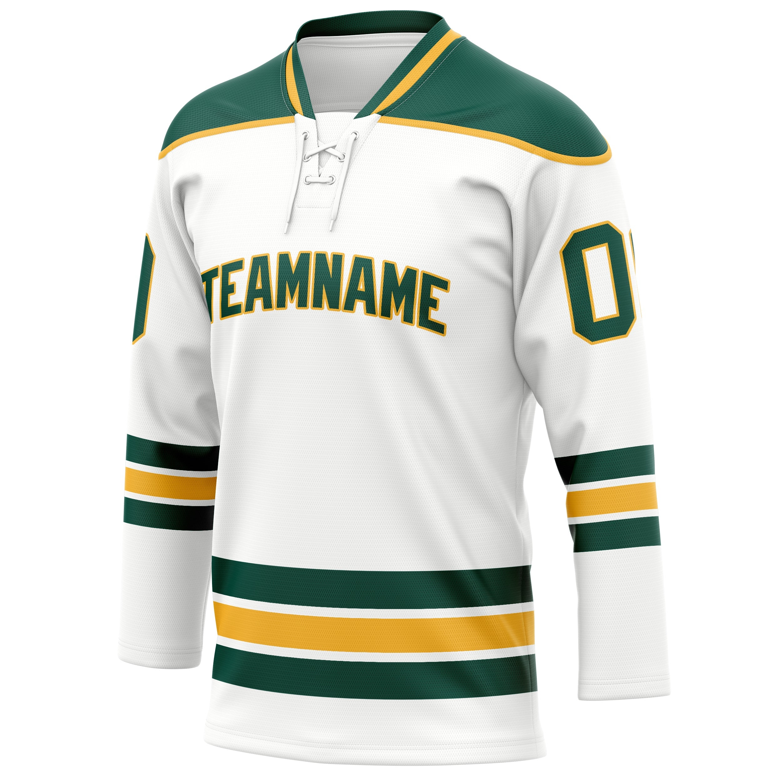 Custom White Kelly Green Solid Colour Hockey Jersey