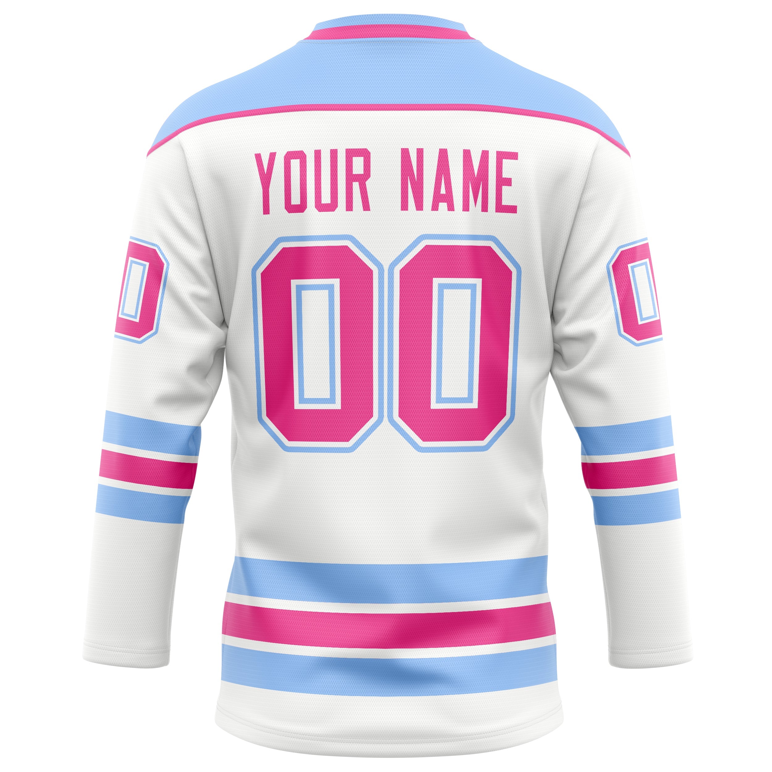 Custom White Light Blue Solid Colour Hockey Jersey