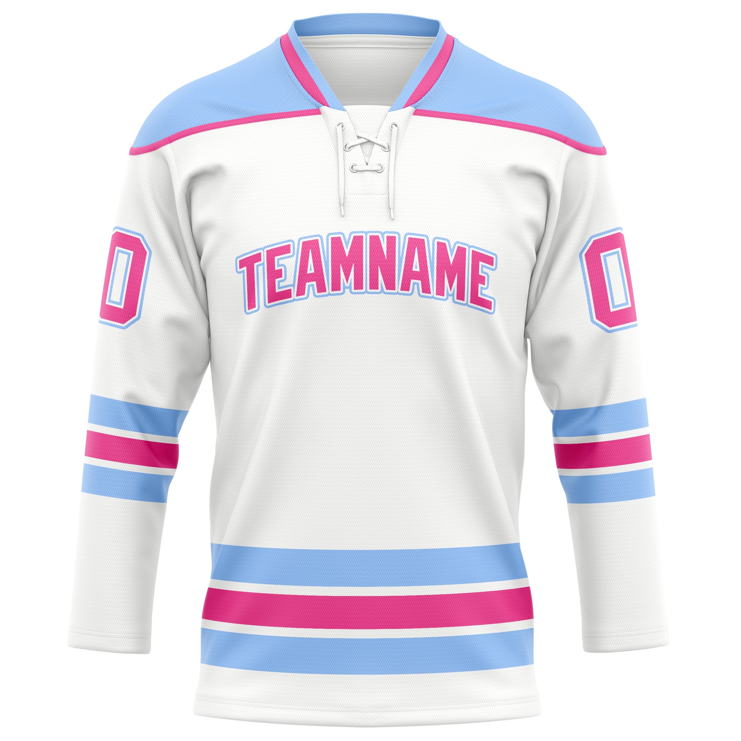 Custom White Light Blue Solid Colour Hockey Jersey