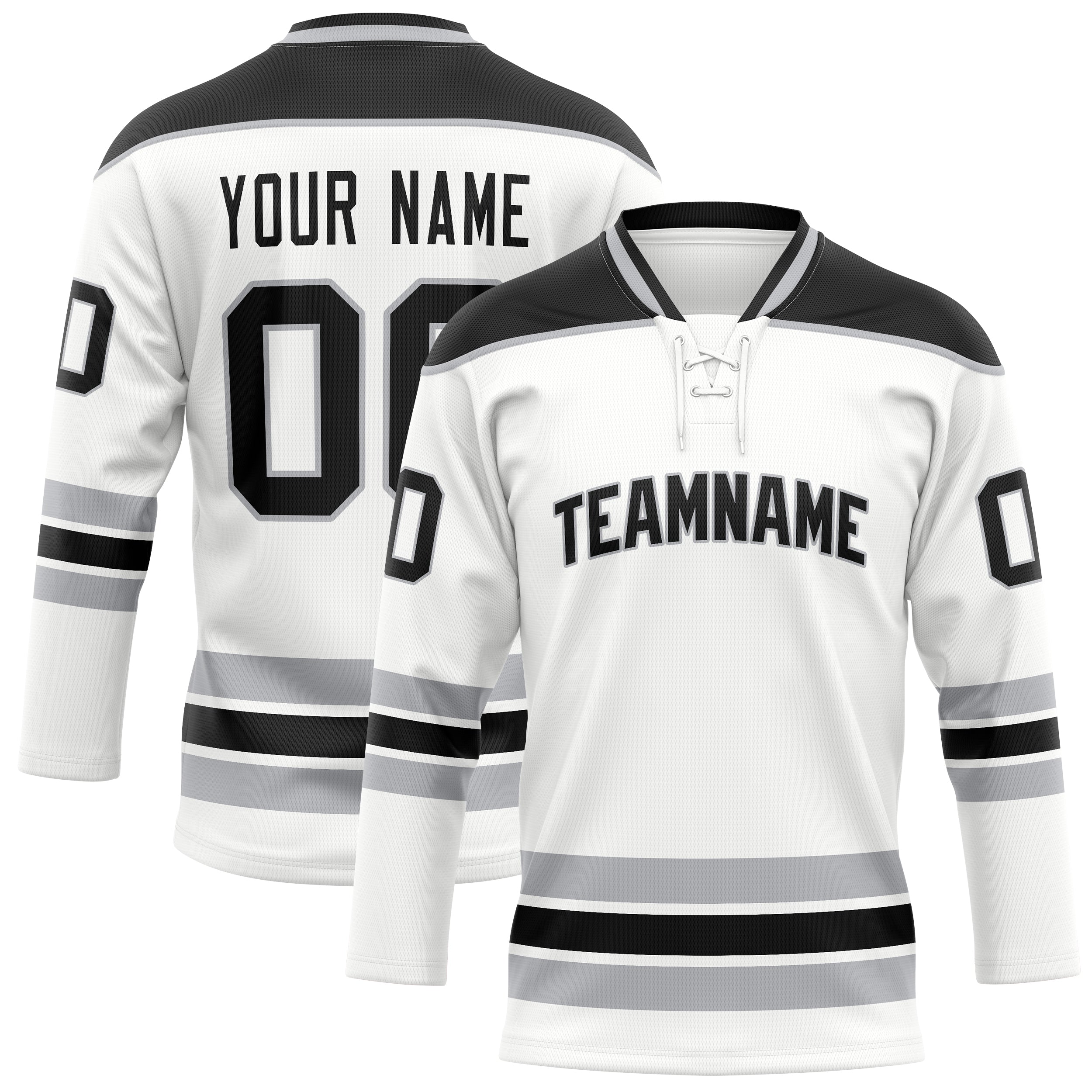Custom White Black Solid Colour Hockey Jersey