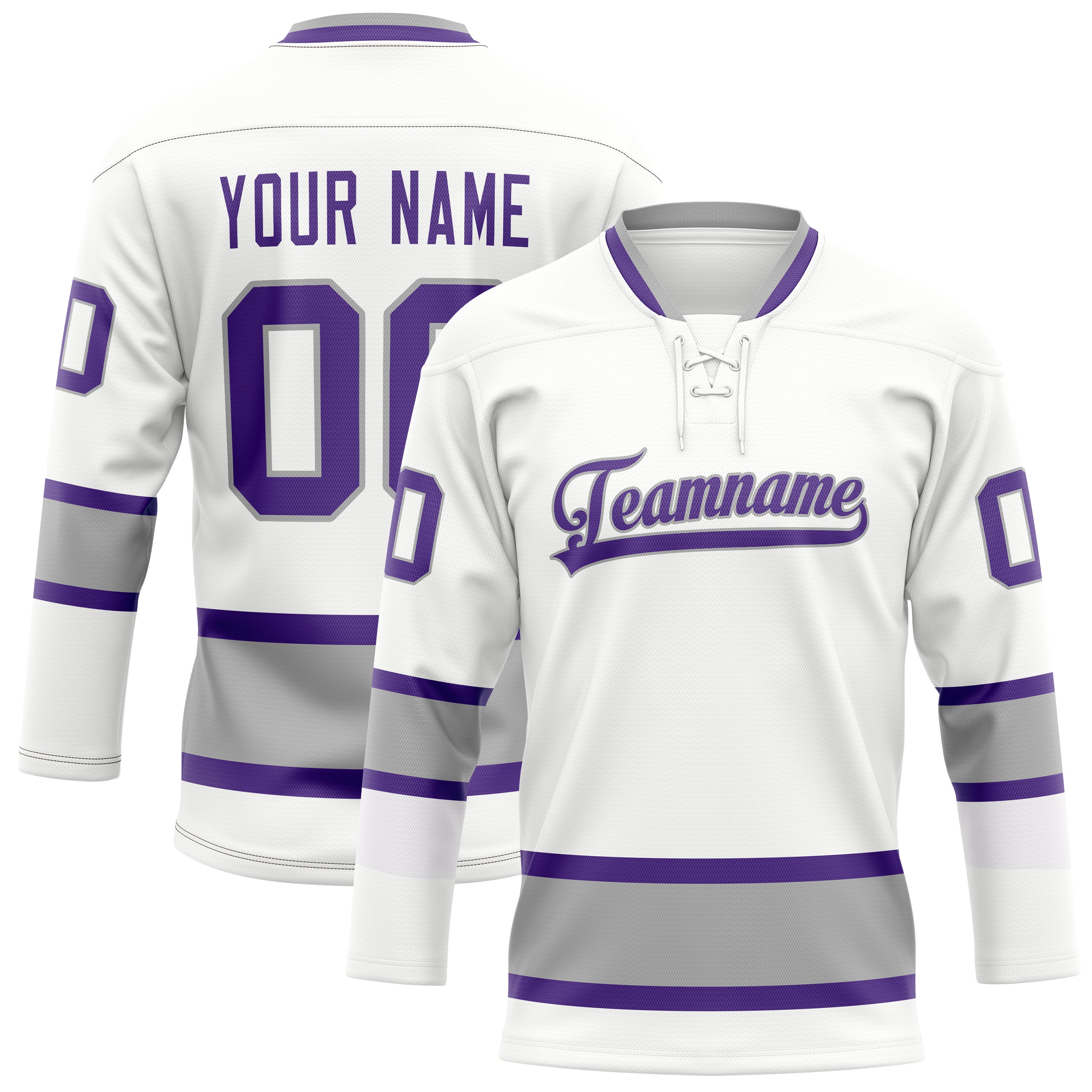 Custom White Purple Solid Colour Hockey Jersey