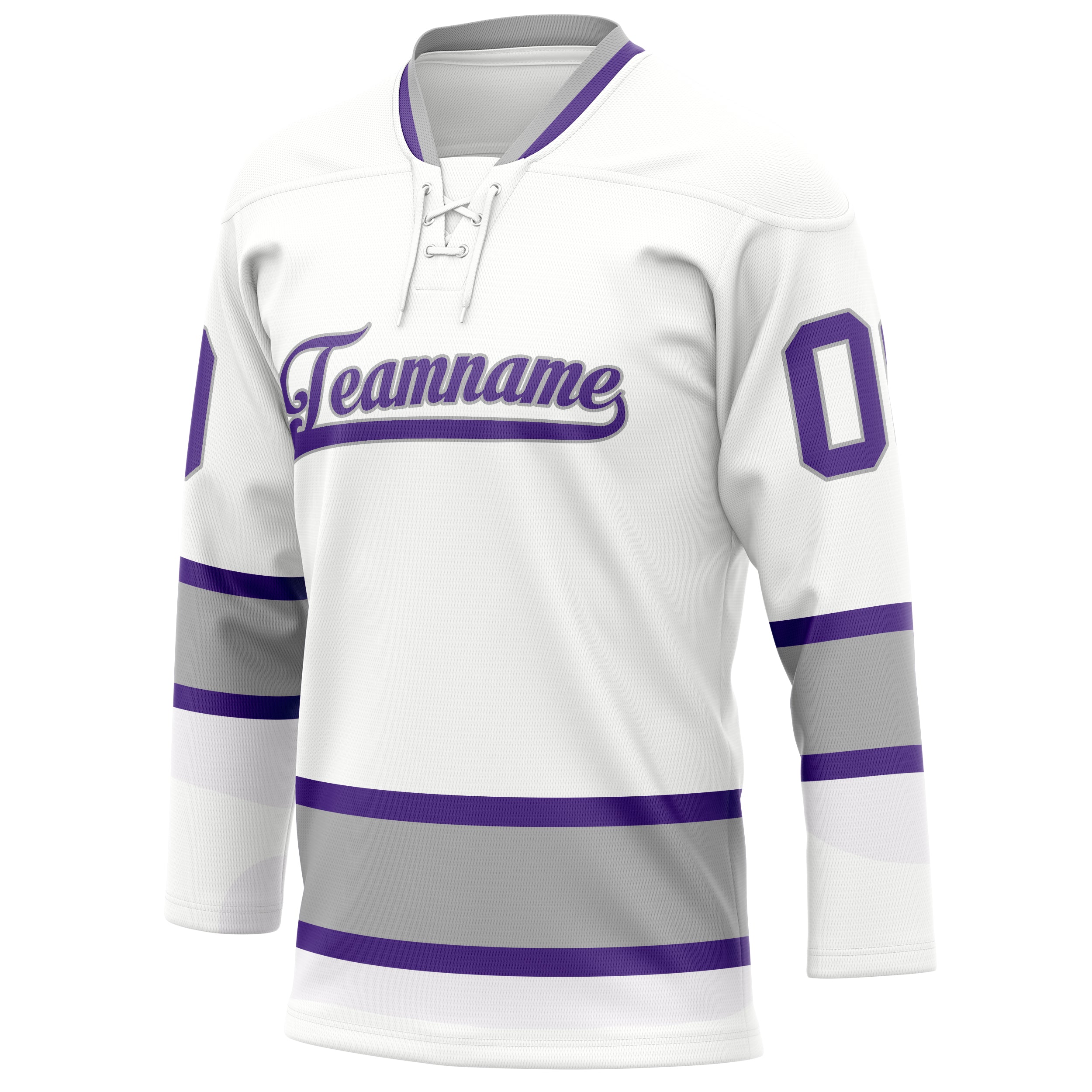 Custom White Purple Solid Colour Hockey Jersey