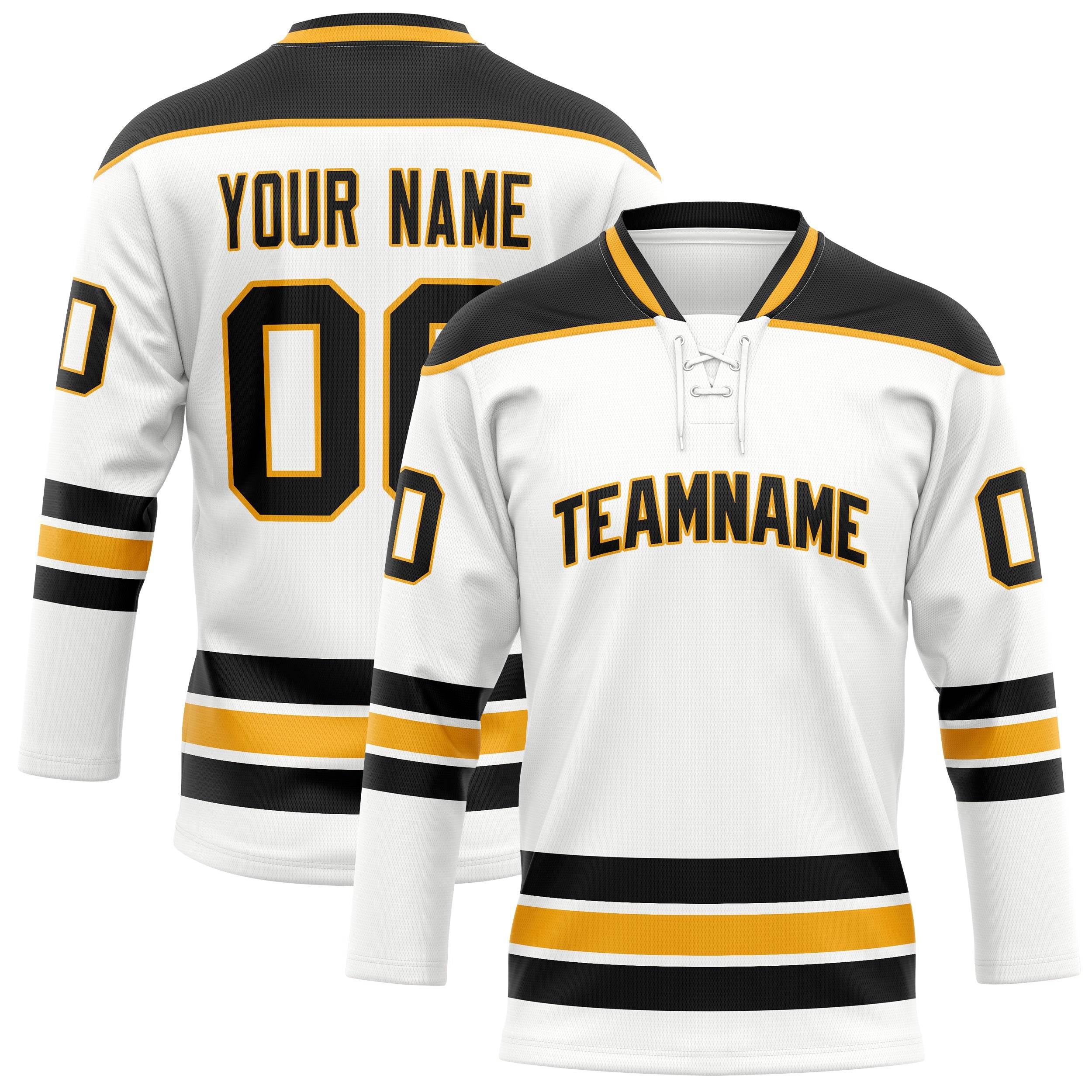 Custom White Black Solid Colour Hockey Jersey