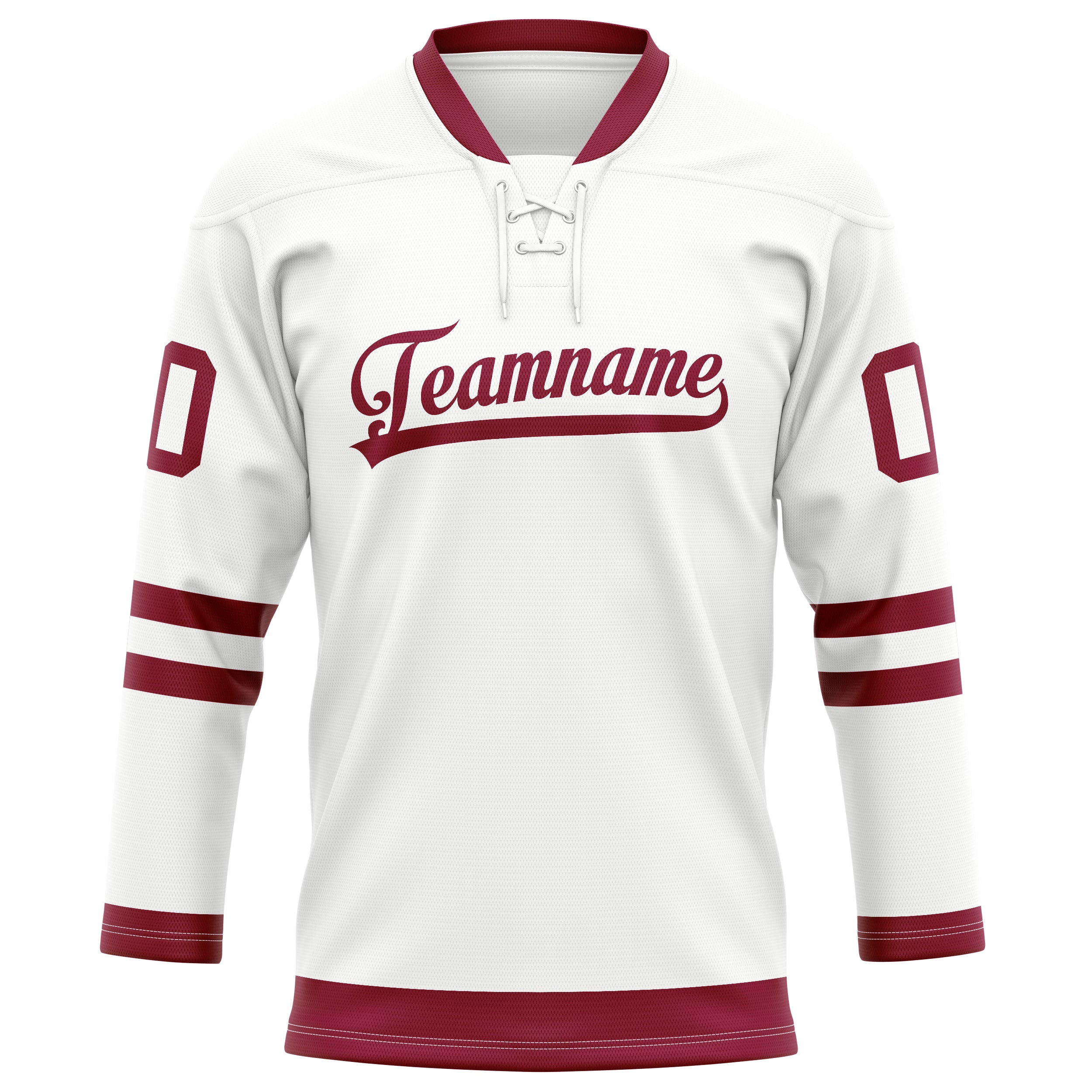Custom White Maroon Solid Colour Hockey Jersey