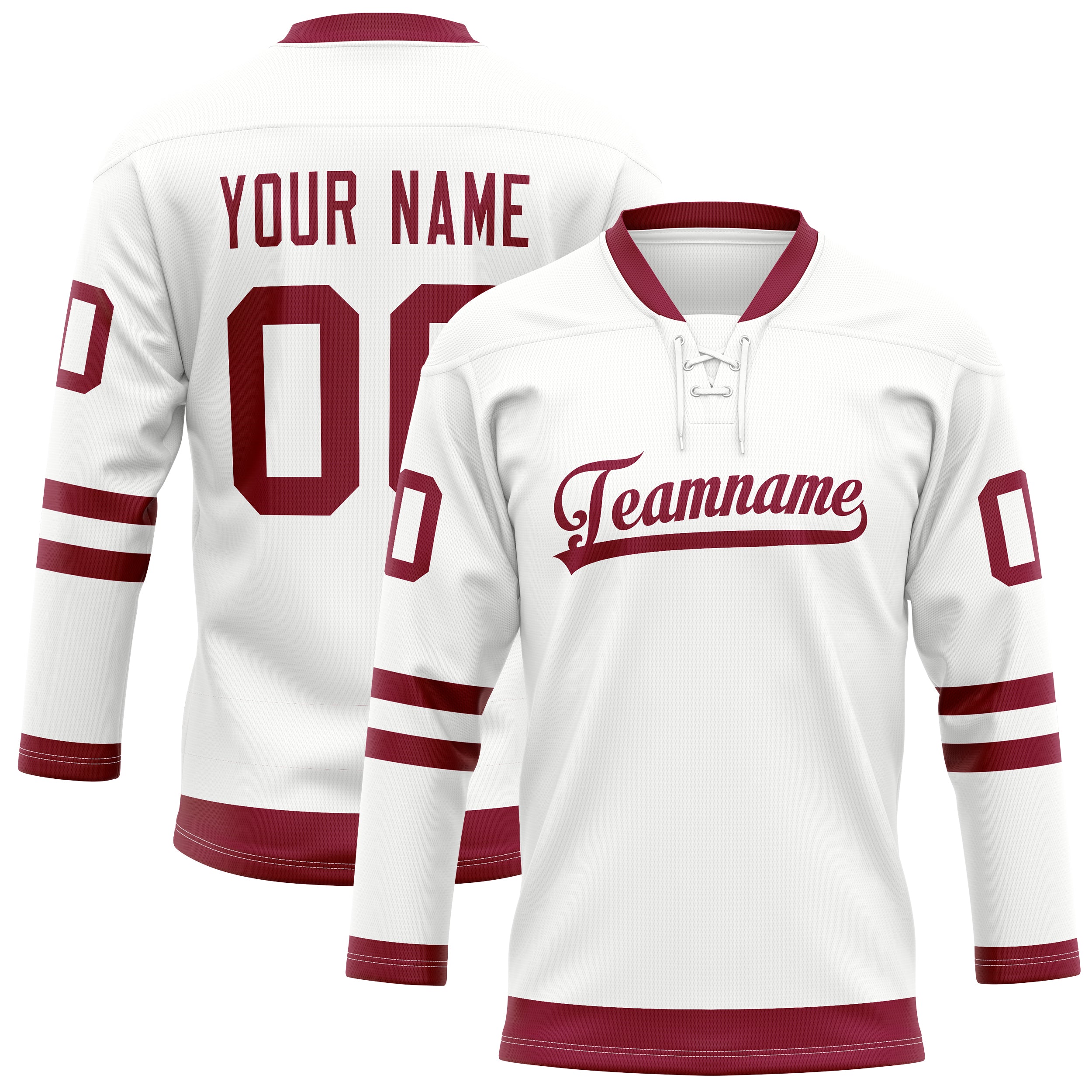 Custom White Maroon Solid Colour Hockey Jersey