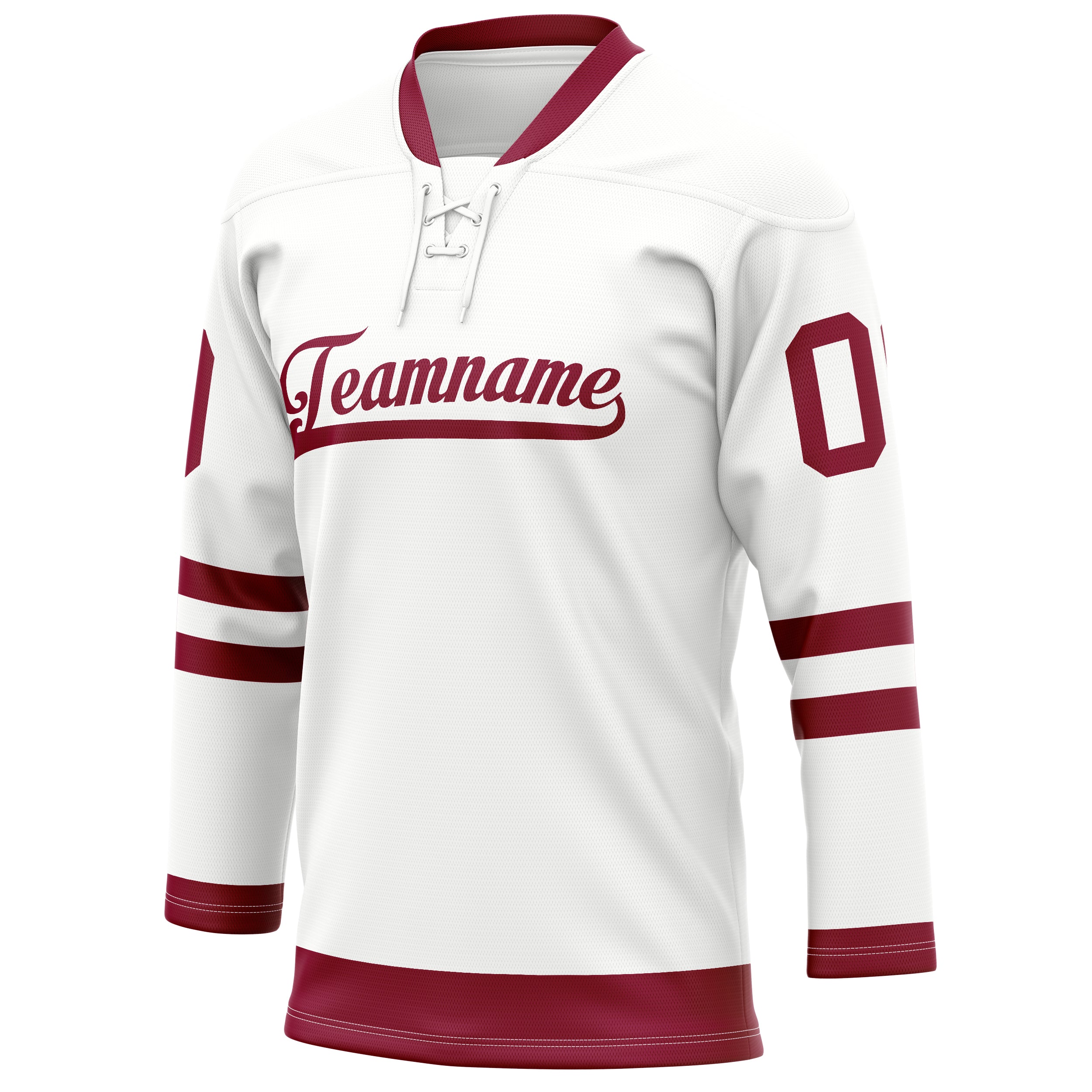 Custom White Maroon Solid Colour Hockey Jersey