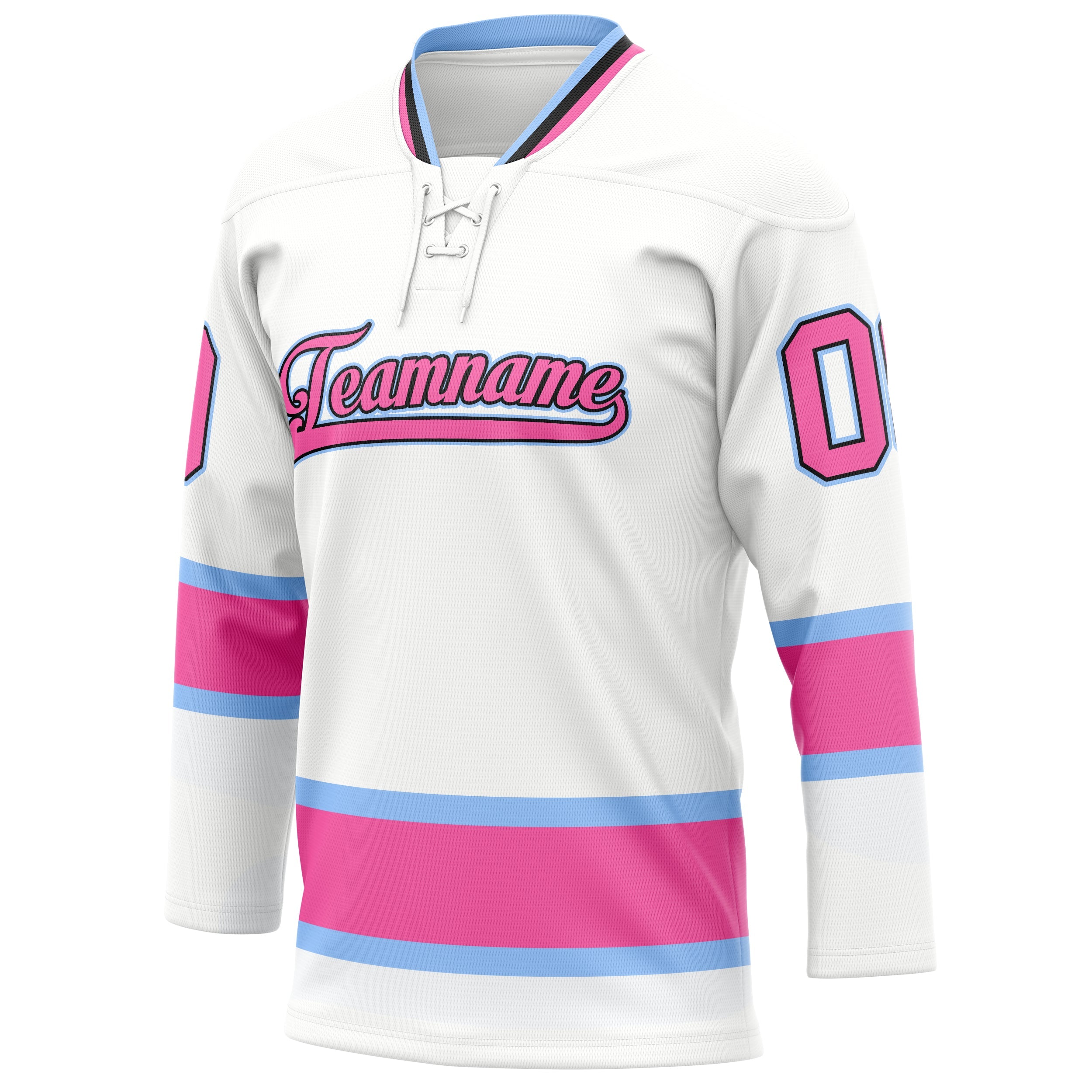 Custom White Pink Solid Colour Hockey Jersey