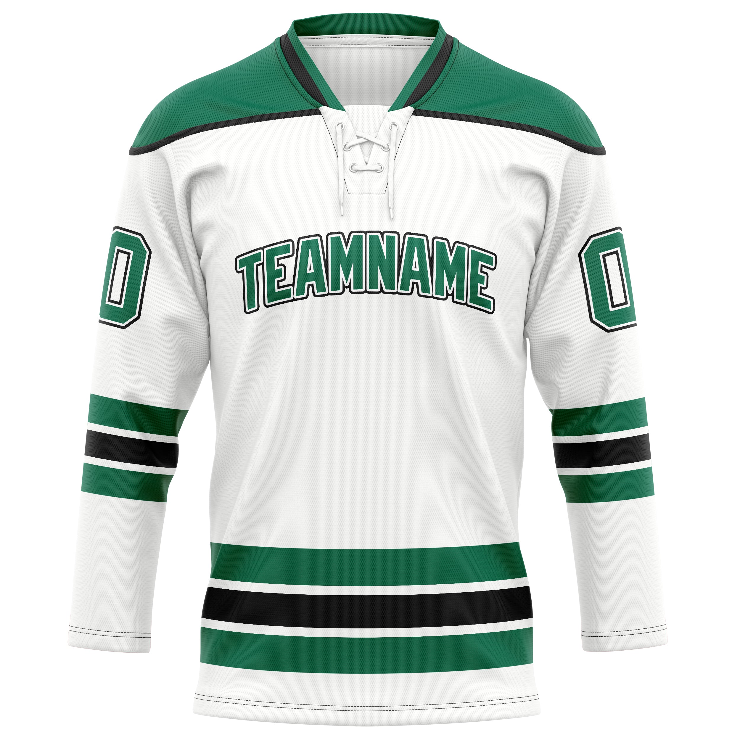 Custom White Kelly Green Solid Colour Hockey Jersey