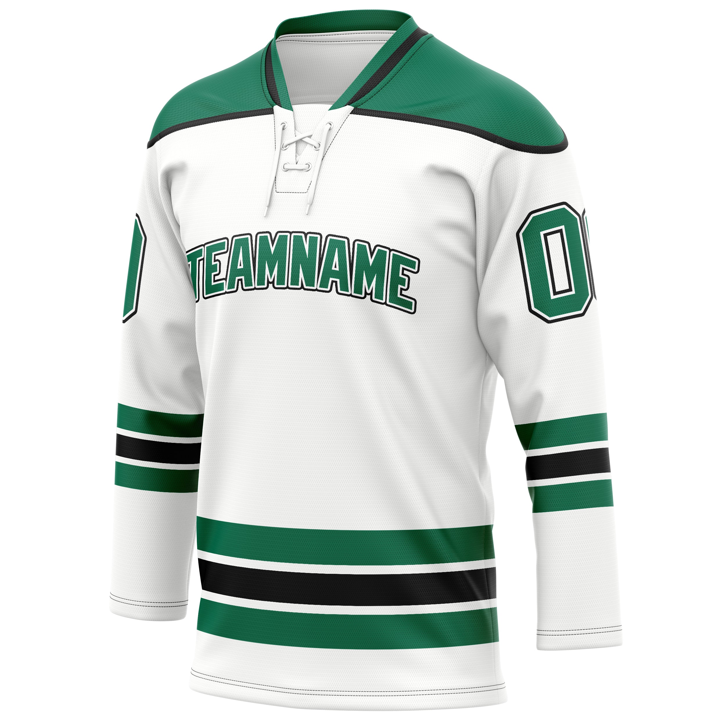 Custom White Kelly Green Solid Colour Hockey Jersey