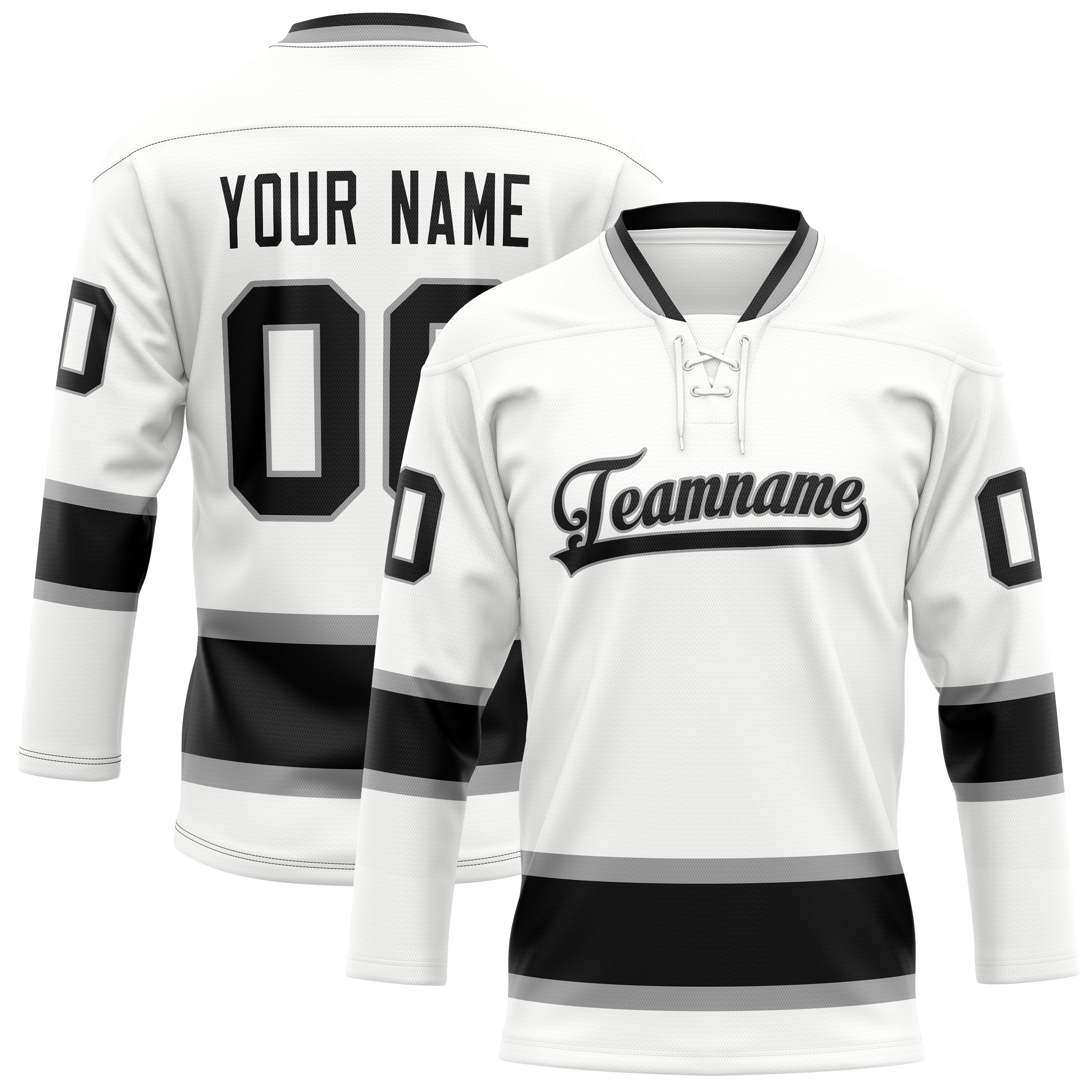 Custom White Black Solid Colour Hockey Jersey