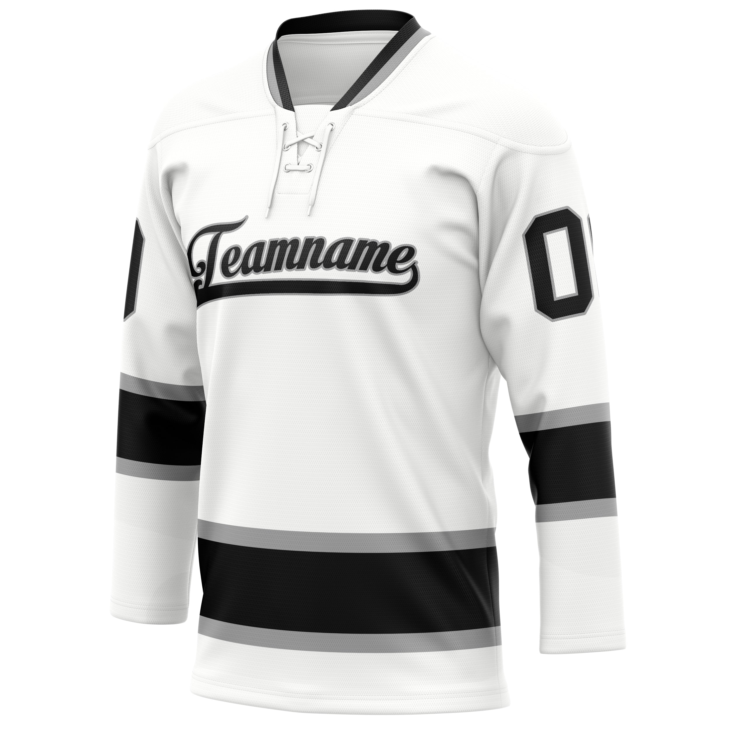 Custom White Black Solid Colour Hockey Jersey