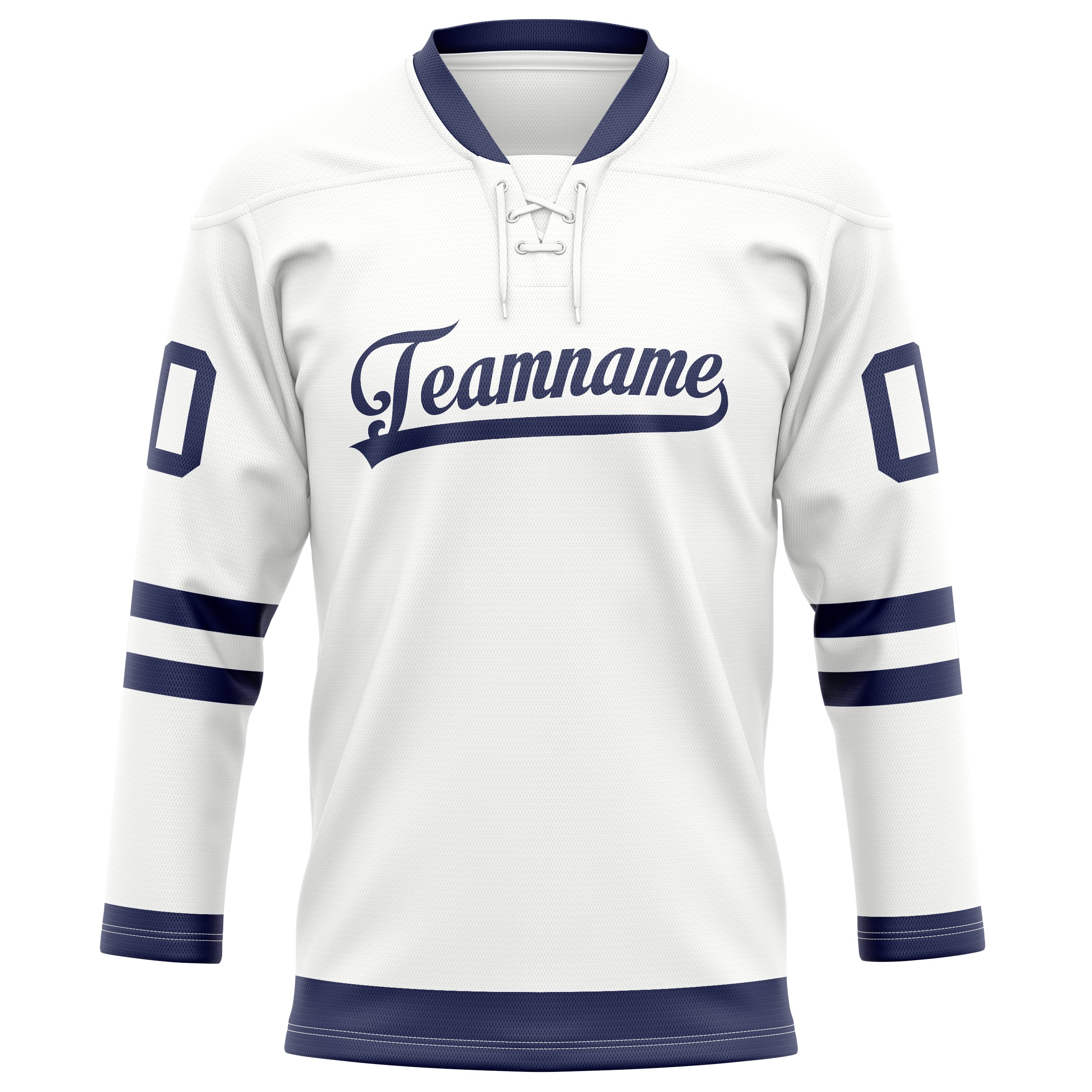 Custom White Navy Solid Colour Hockey Jersey