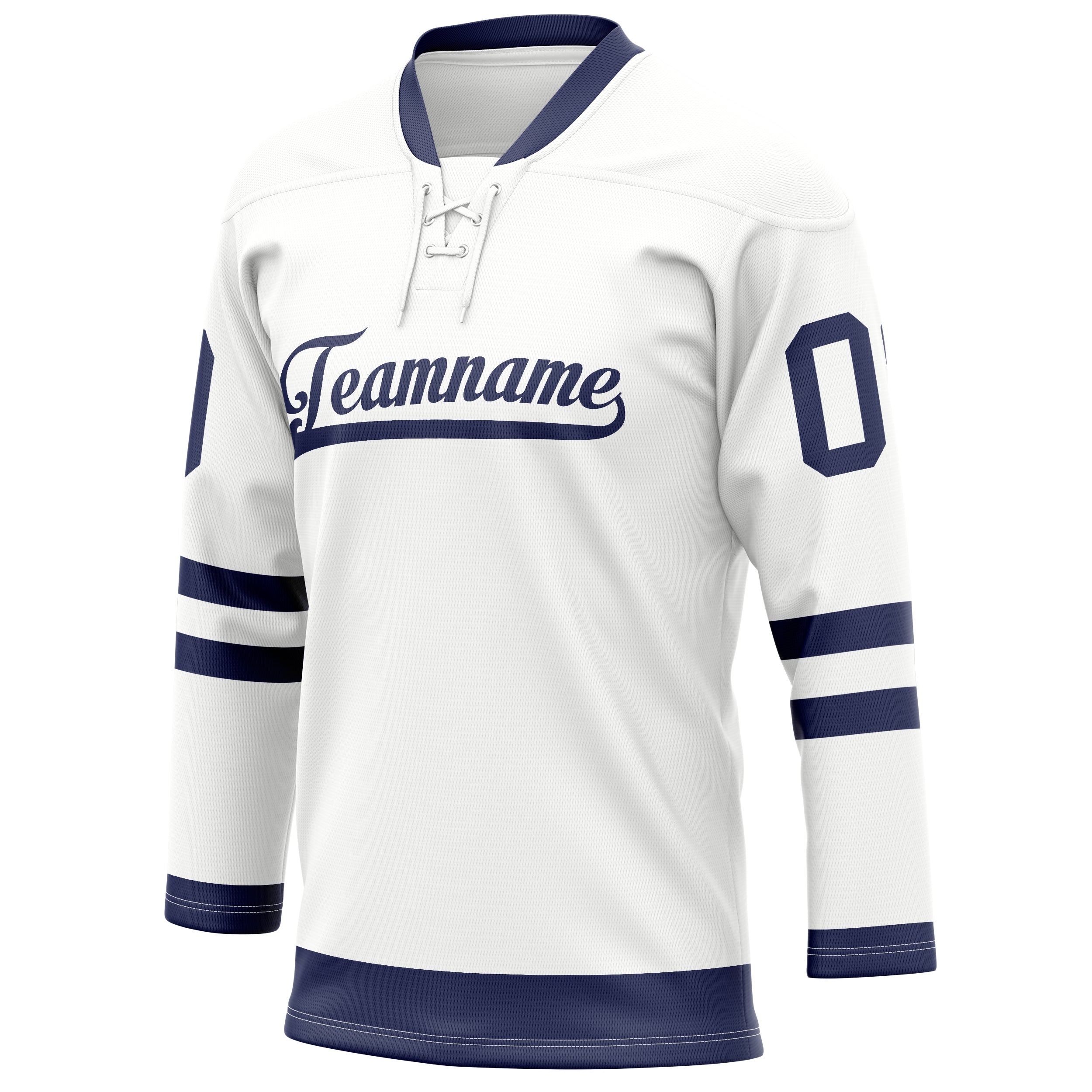 Custom White Navy Solid Colour Hockey Jersey