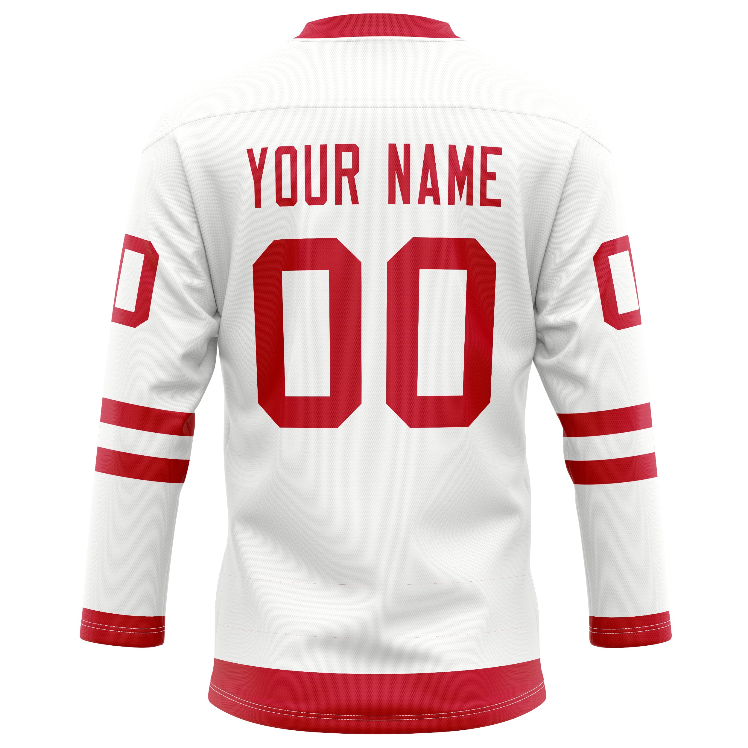 Custom White Red Solid Colour Hockey Jersey