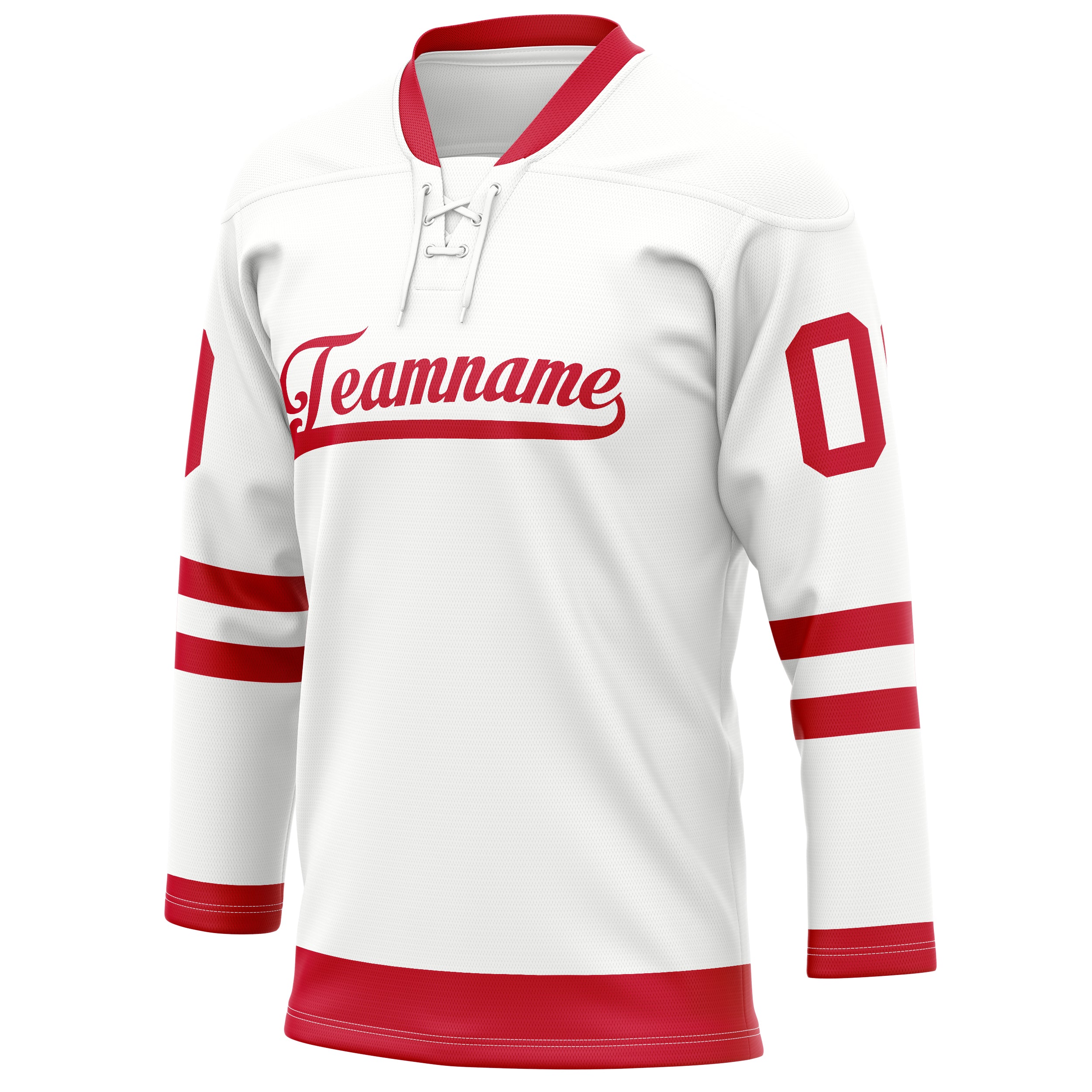 Custom White Red Solid Colour Hockey Jersey