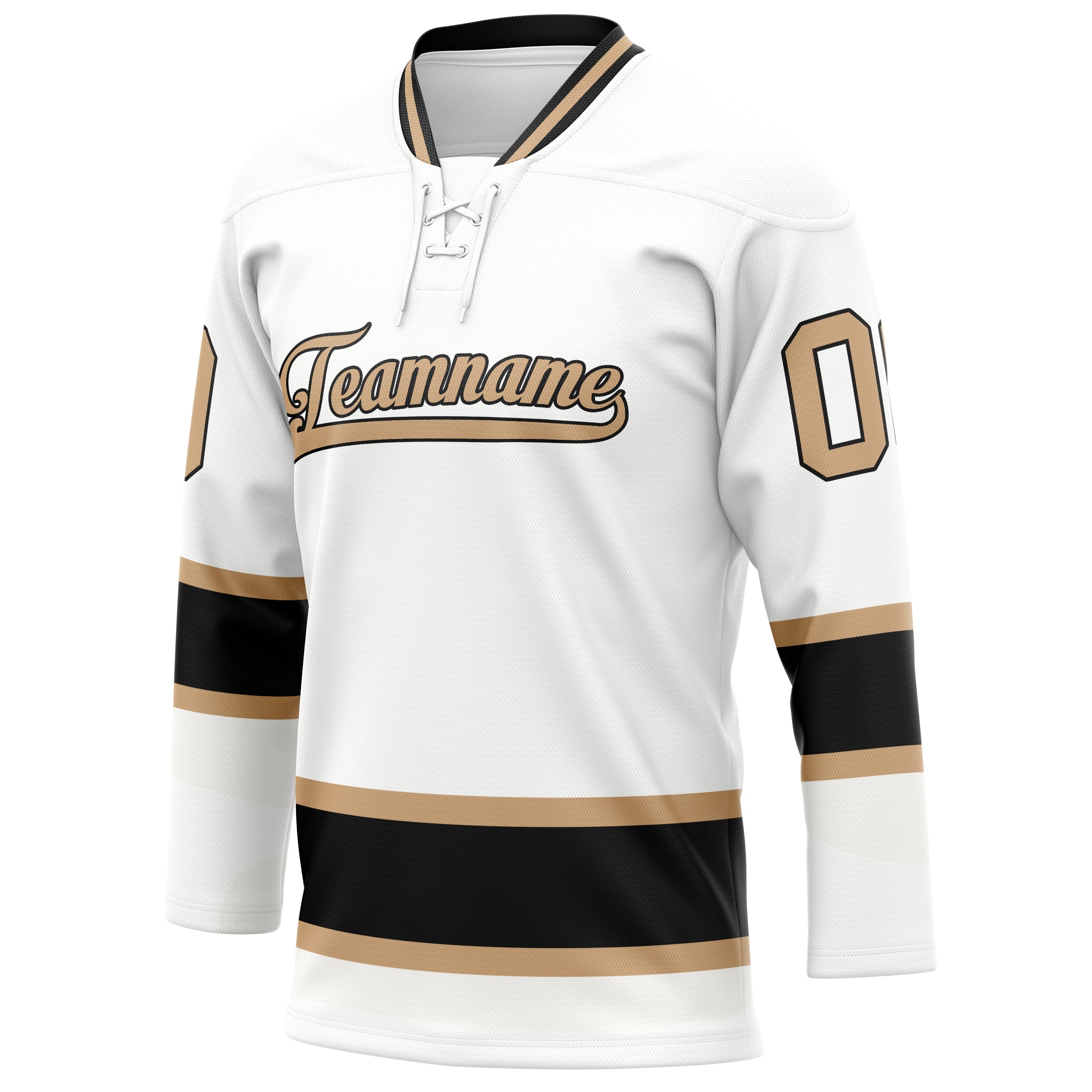 Custom White Old Gold Solid Colour Hockey Jersey