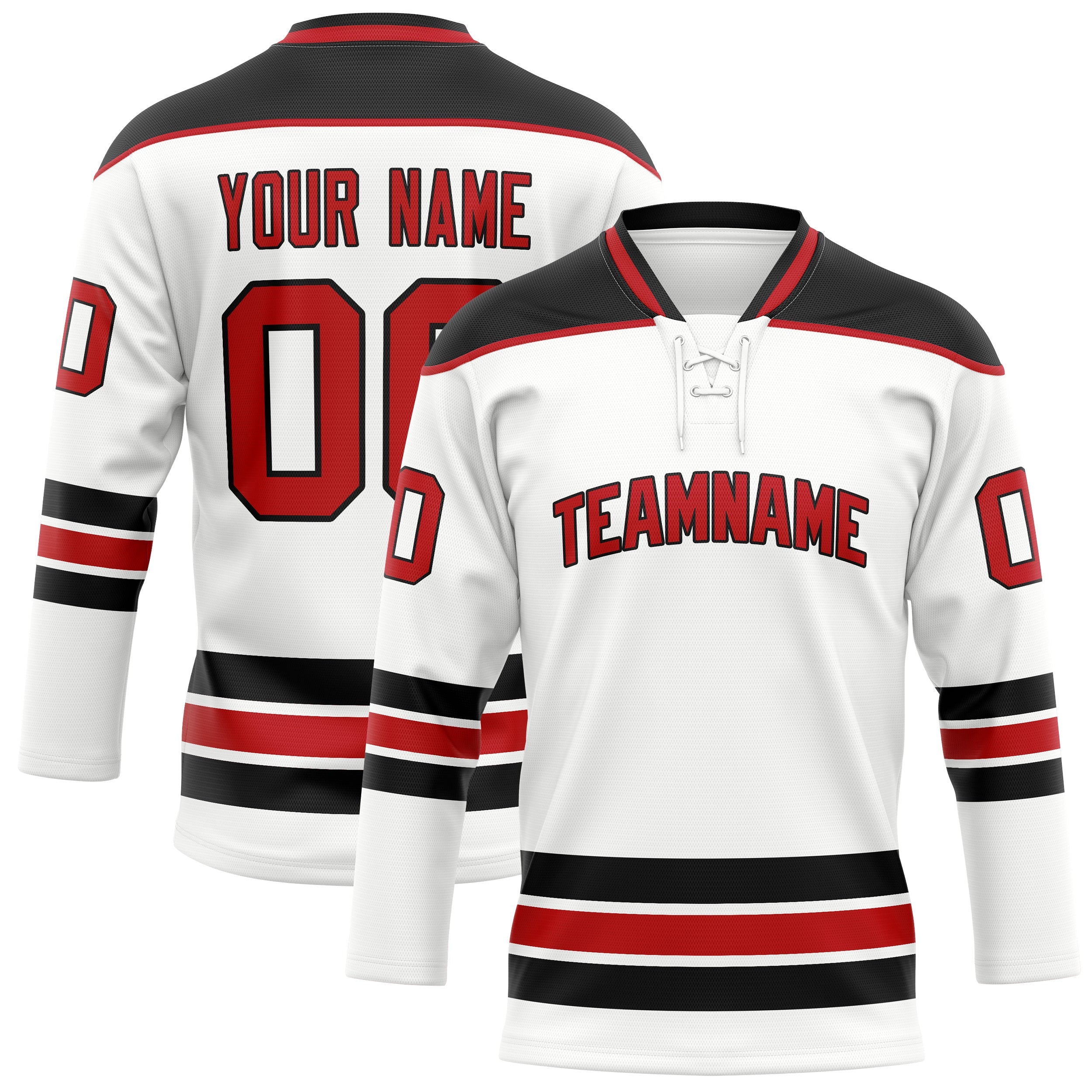 Custom White Red Solid Colour Hockey Jersey
