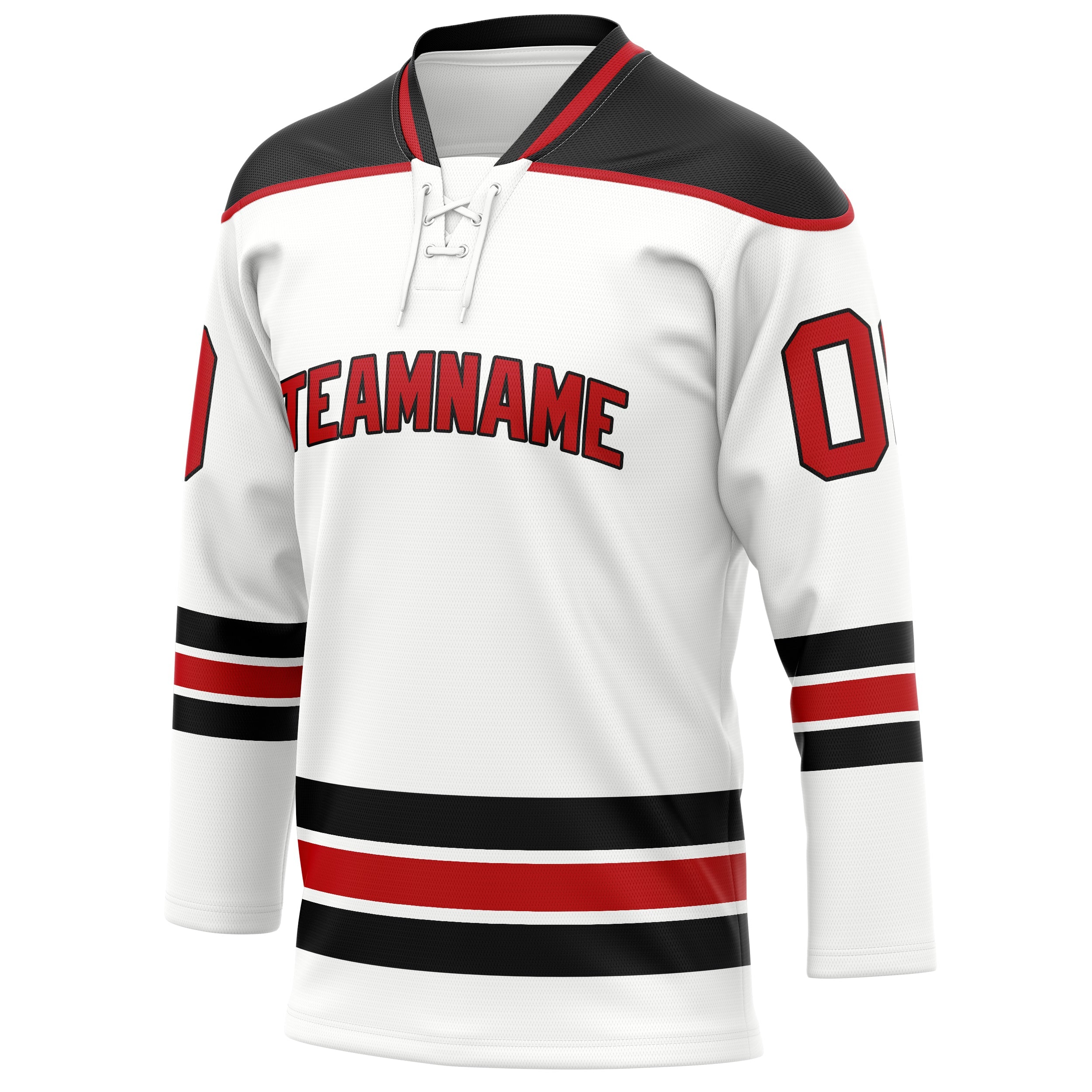 Custom White Red Solid Colour Hockey Jersey