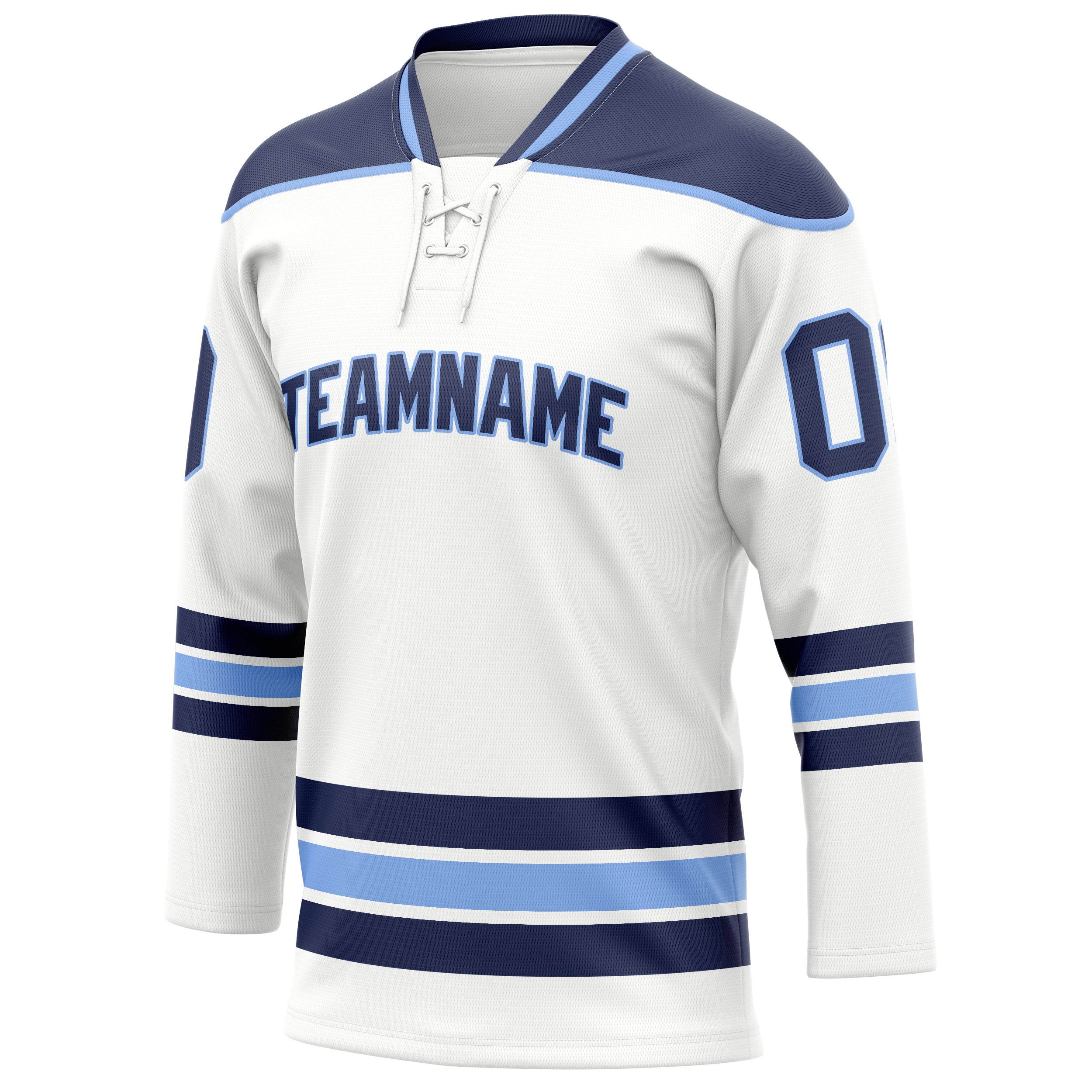 Custom White Navy Solid Colour Hockey Jersey